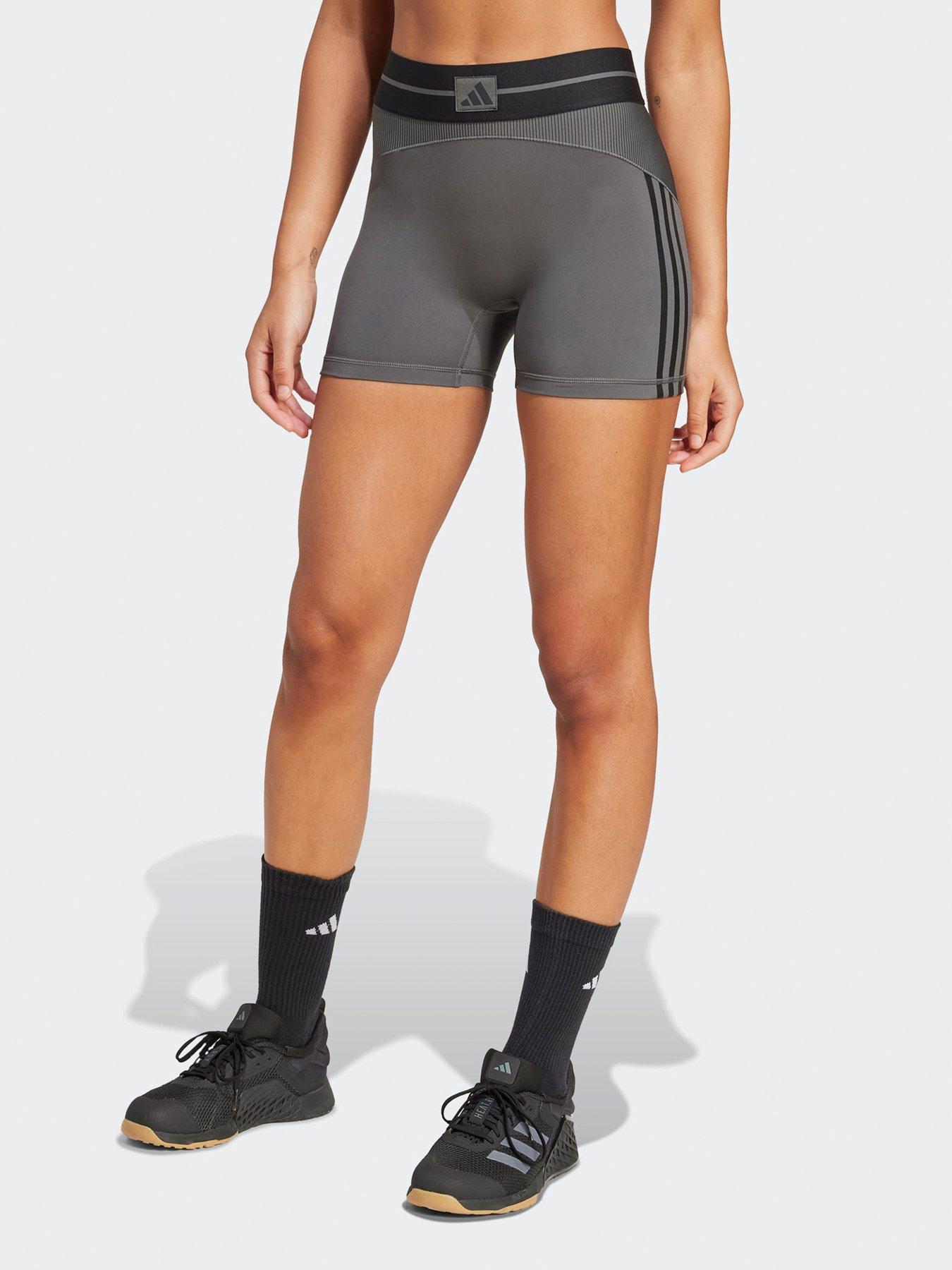 adidas Womens Training Hyperglam Ribbed Bike Shorts - Grey