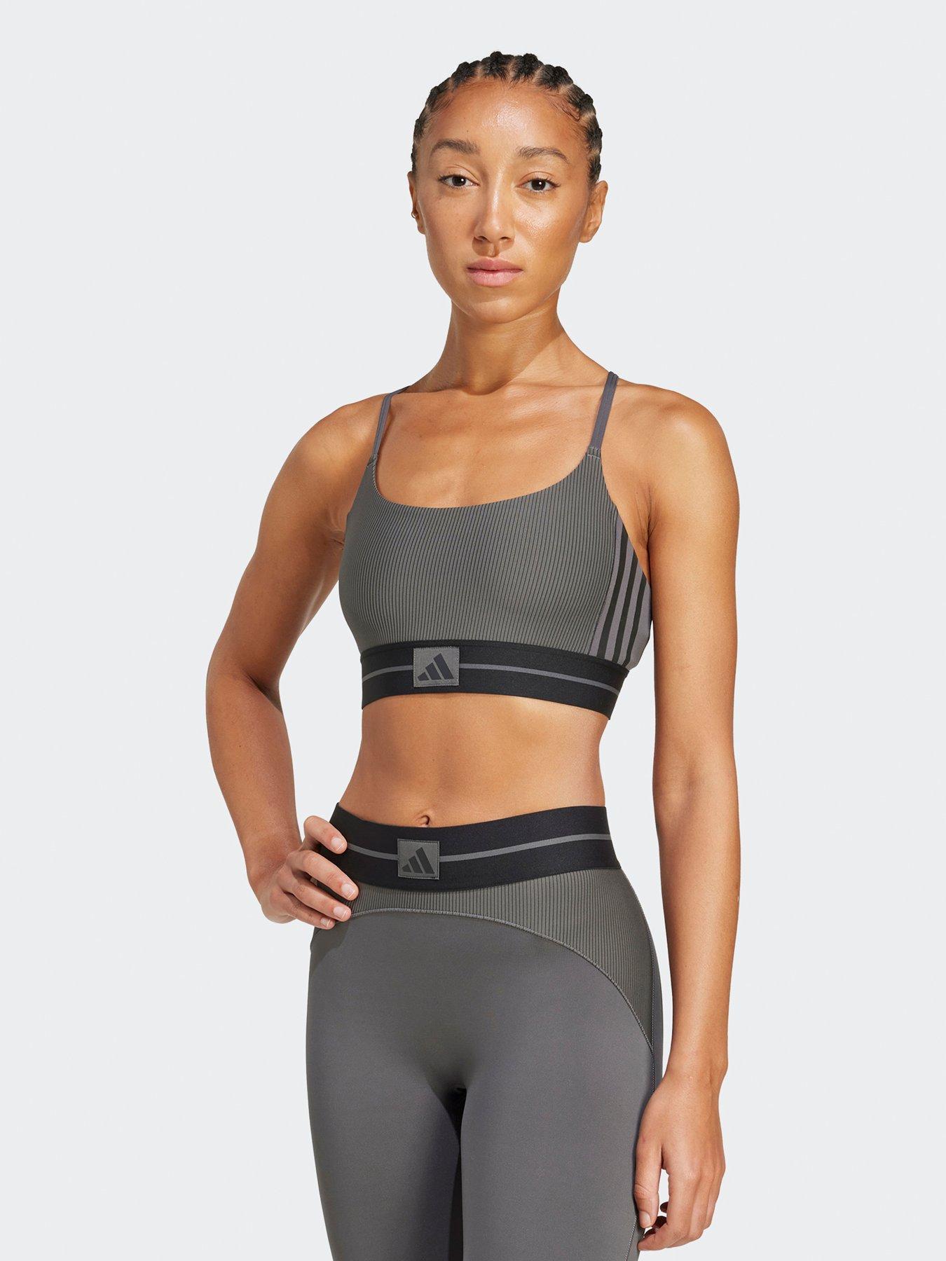 adidas Womens Training Hyperglam Ribbed Bralette - Grey
