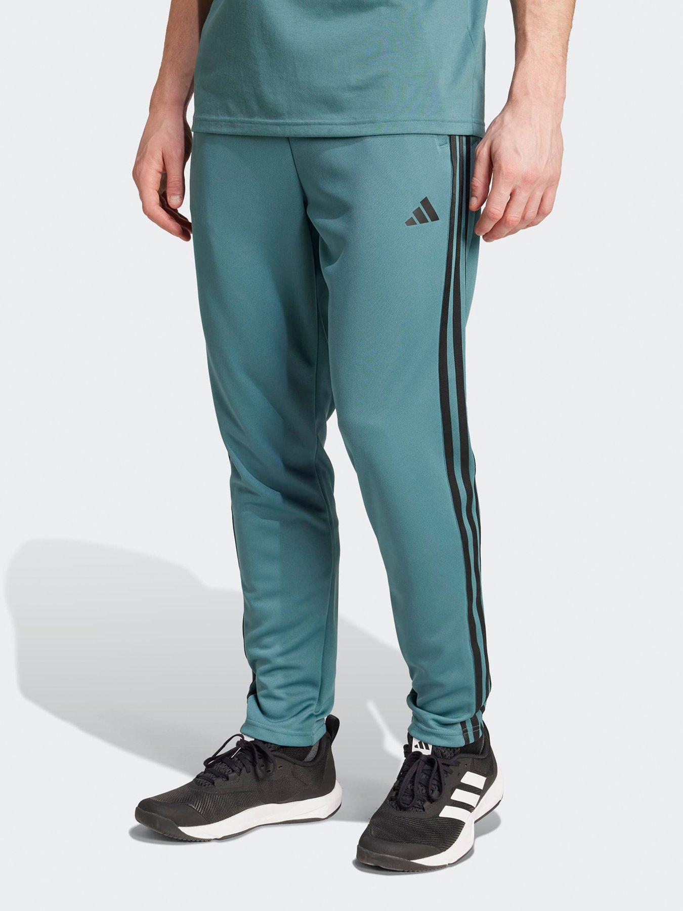 adidas Mens Training Essentials Base 3 Stripe Pants - Green