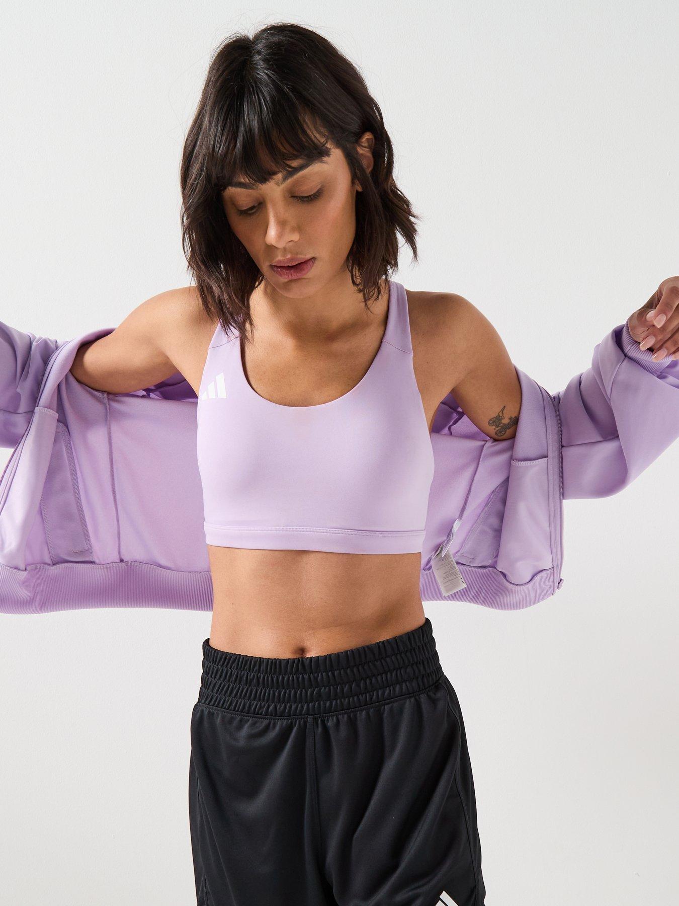 adidas Womens Running Adizero Mid Support C-D Cup Sports Bra - Purple