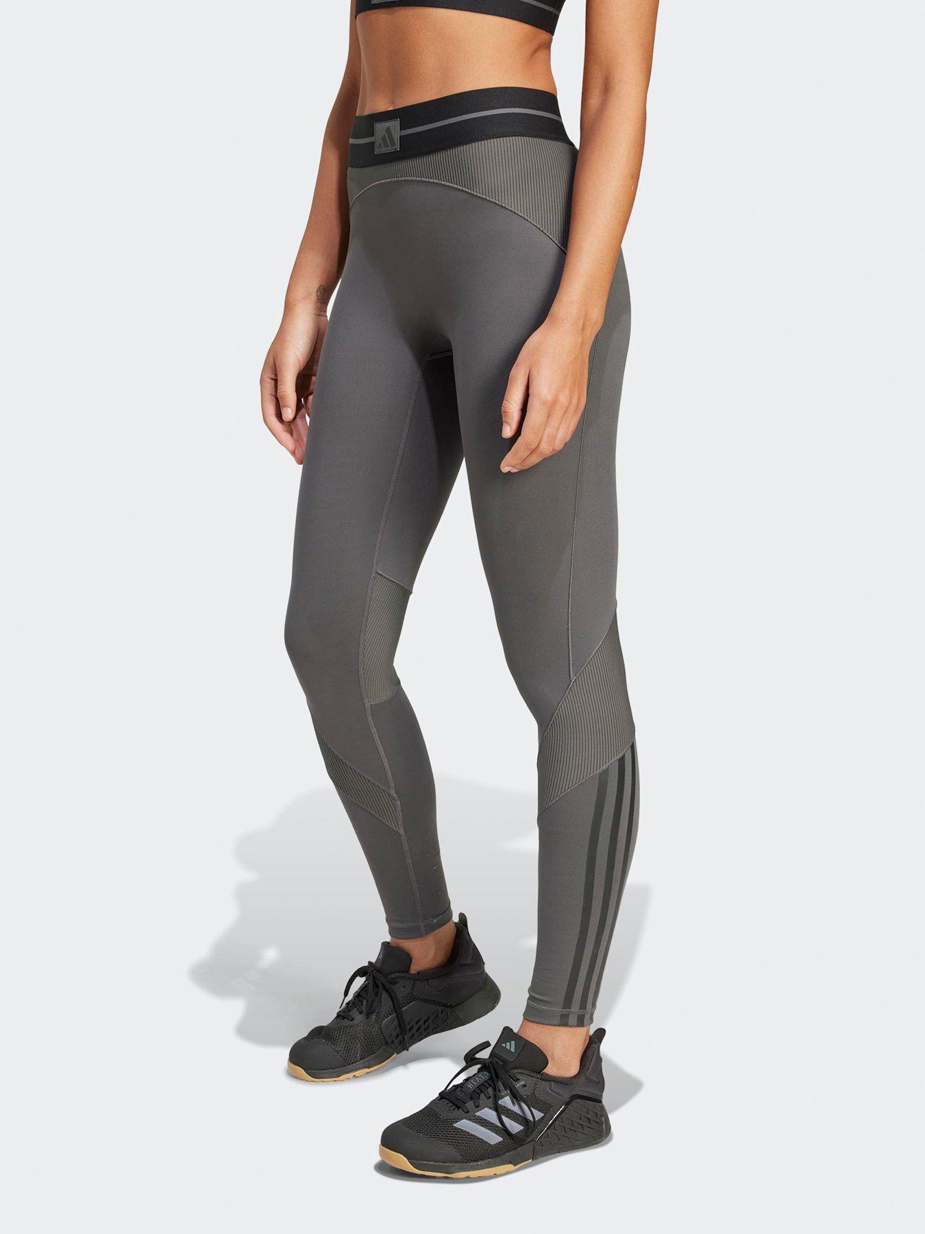 adidas Womens Training Hyperglam Rib 1/1 Tights - Grey