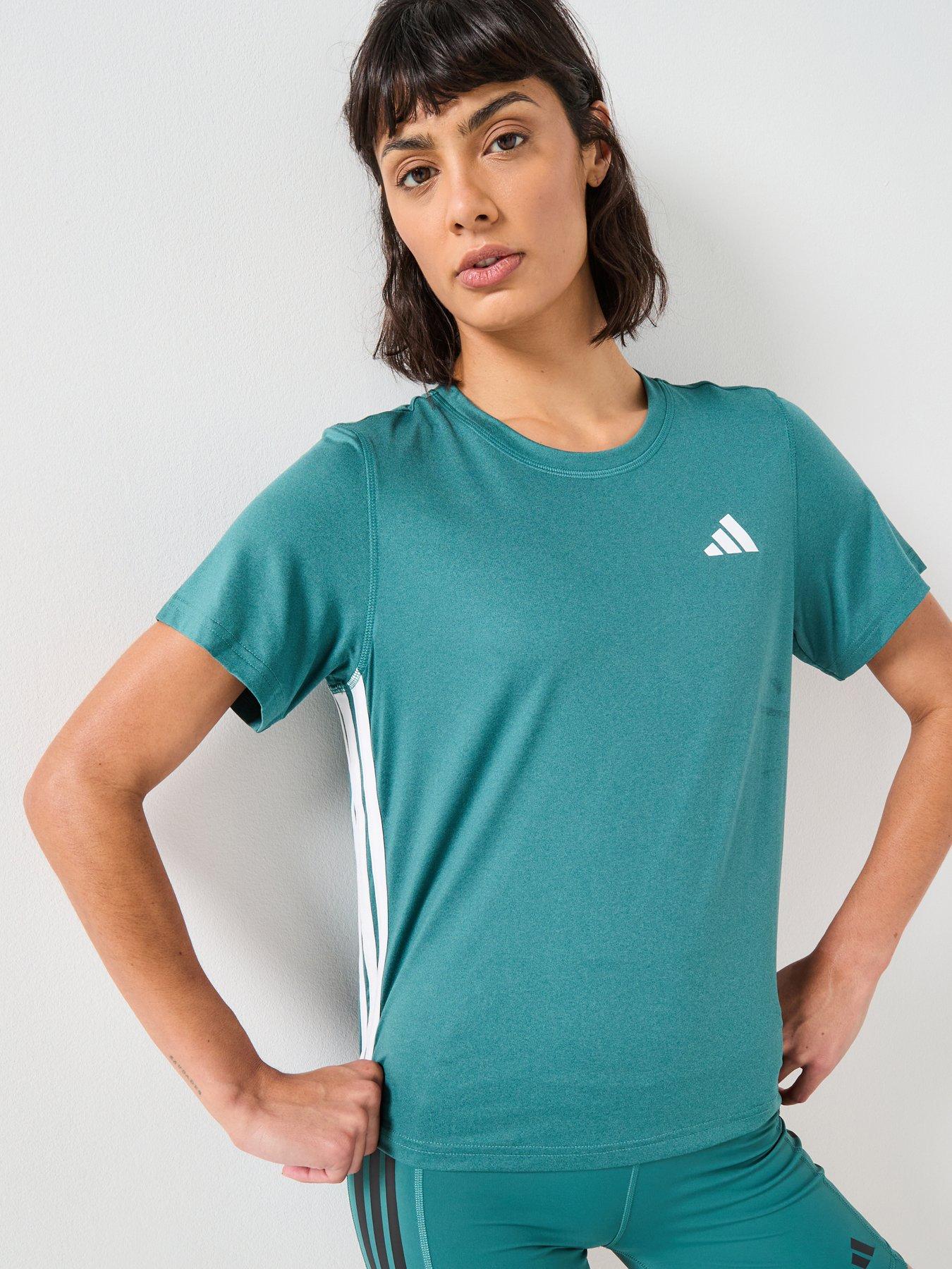 adidas-womens-training-3-stripe-crew-t-shirt-greenfront