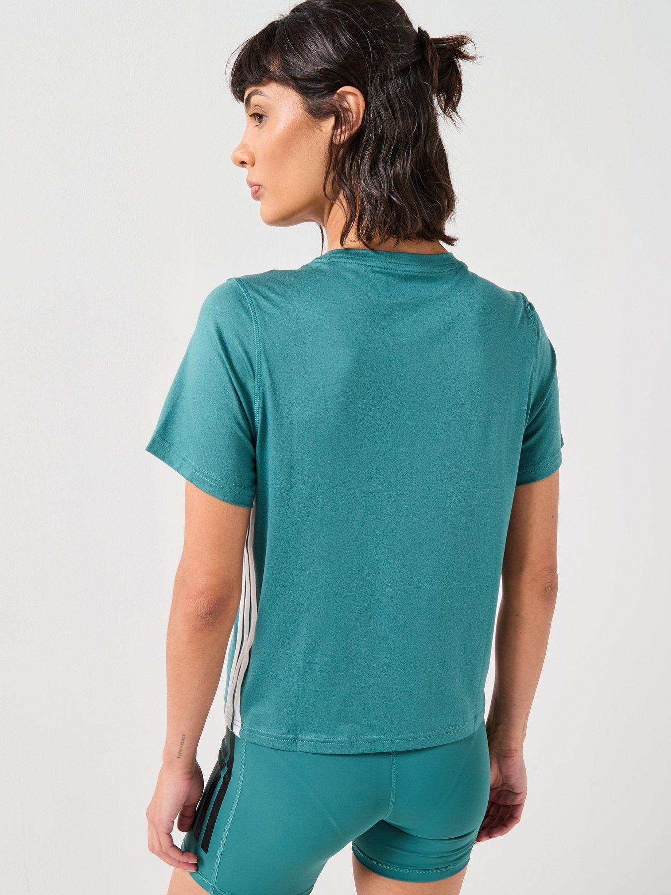 adidas-womens-training-3-stripe-crew-t-shirt-greenstillFront