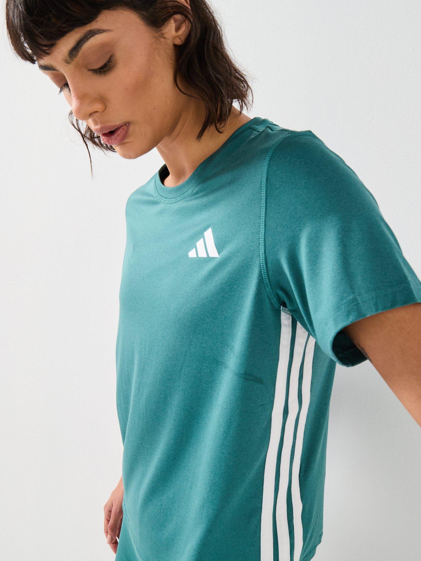 adidas-womens-training-3-stripe-crew-t-shirt-greenoutfit