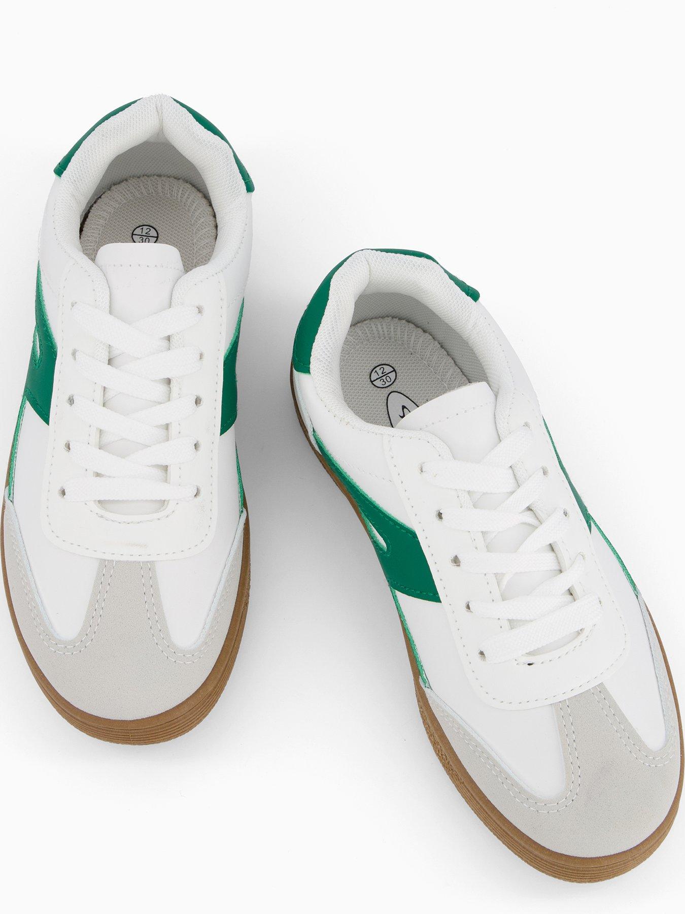 the-very-collection-green-lace-up-retro-trainer-whiteoutfit
