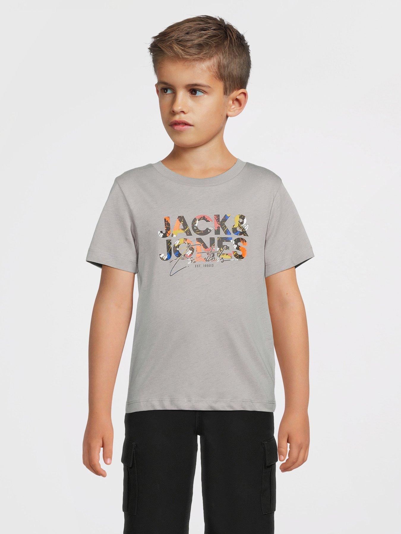 Jack & Jones Mini Younger Boys Short Sleeve T-Shirt - Ultimate - Grey