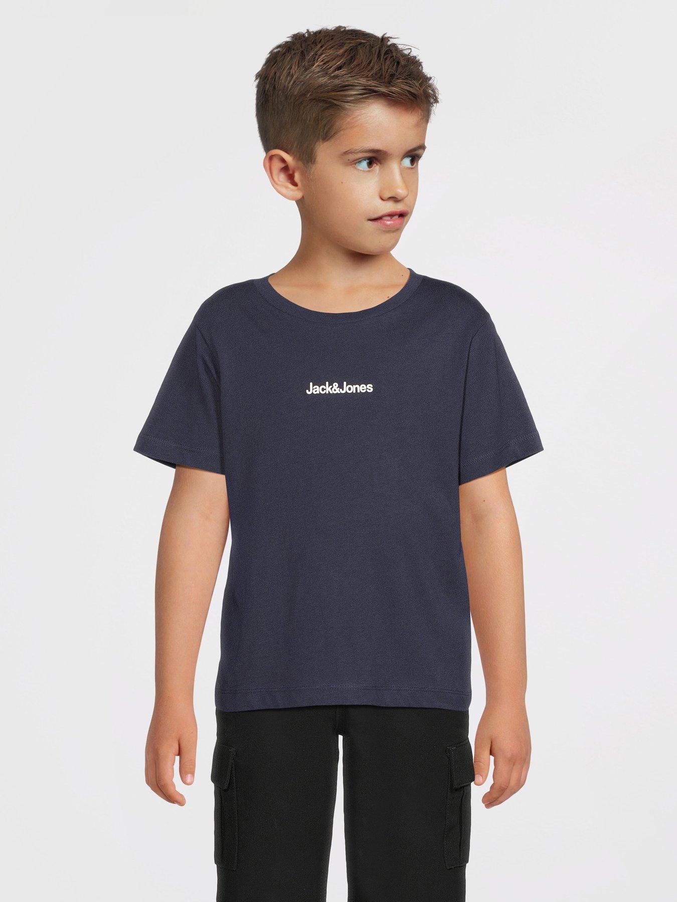 Jack & Jones Mini Younger Boys Mountain Back Print Short Sleeve T-shirt - Navy