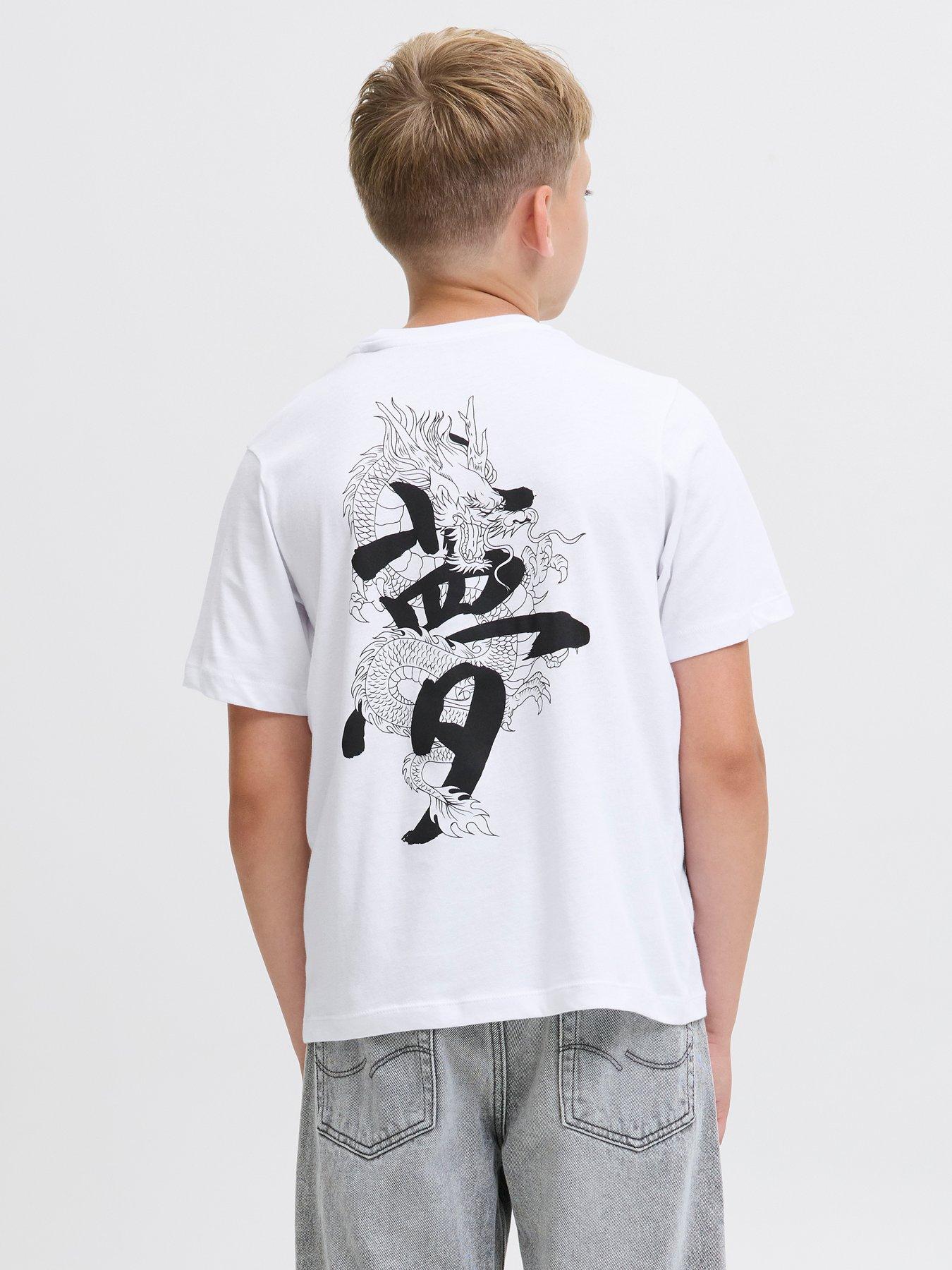 Jack & Jones Junior Boys Miko Back Print Short Sleeve T-Shirt - White