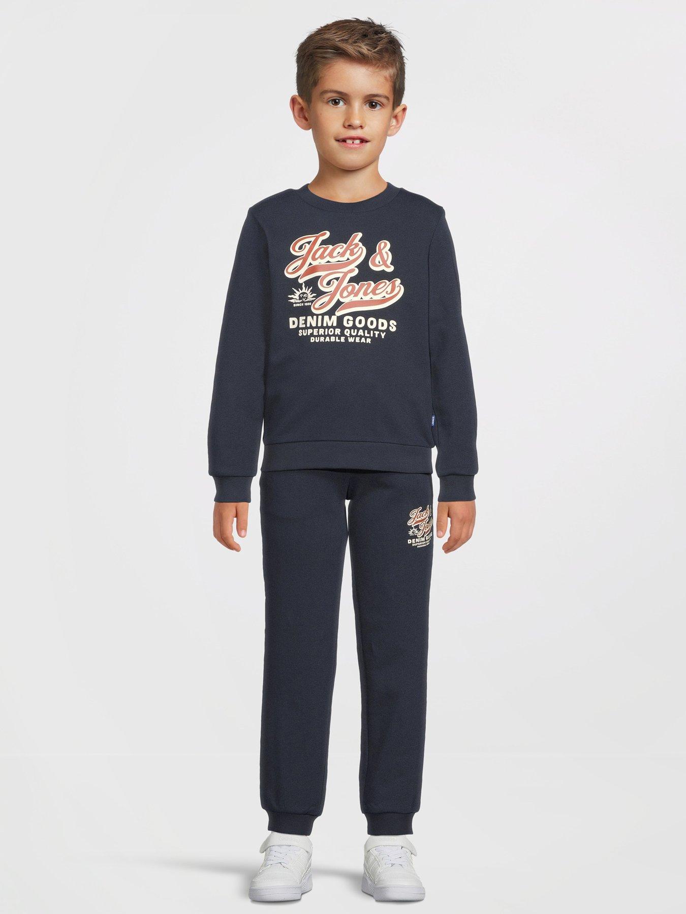 Jack & Jones Mini Younger Boys 2 Piece Logo Sweat Joggers - Navy