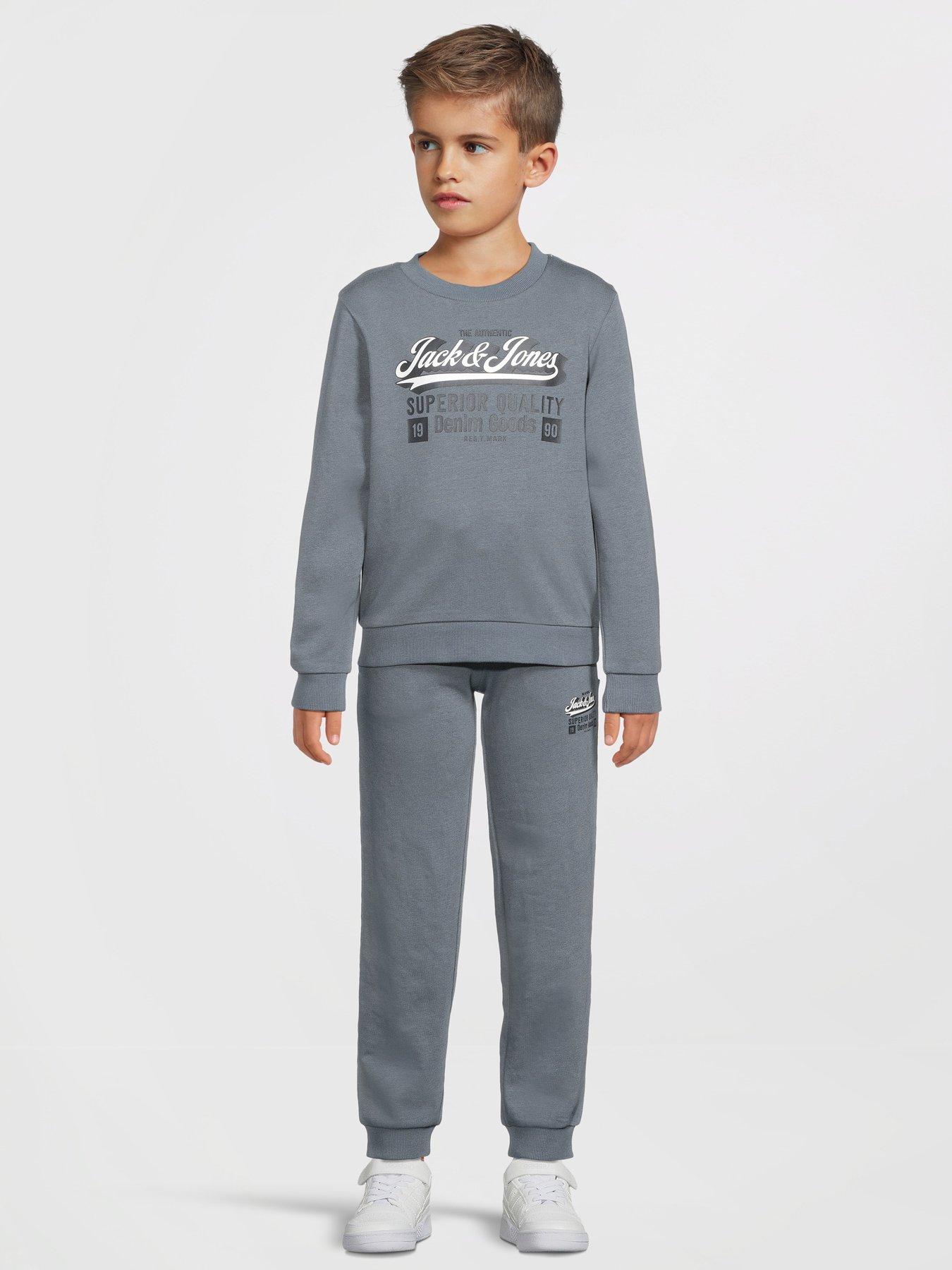 Jack & Jones Mini Younger Boys 2 Piece Logo Sweat Joggers - Grey