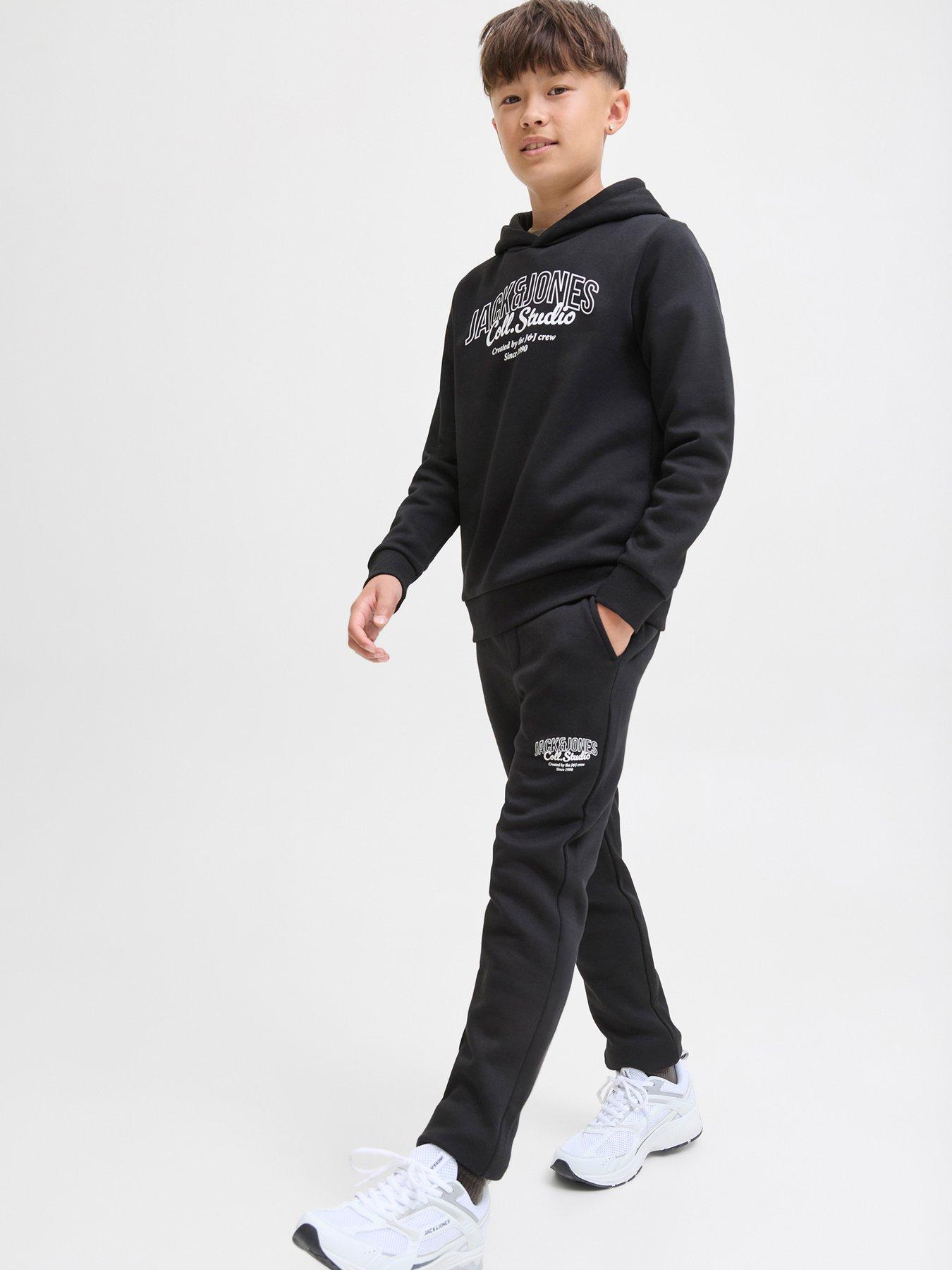 Jack & Jones Junior Boys Makoto Hoodie Sweat Set - Black