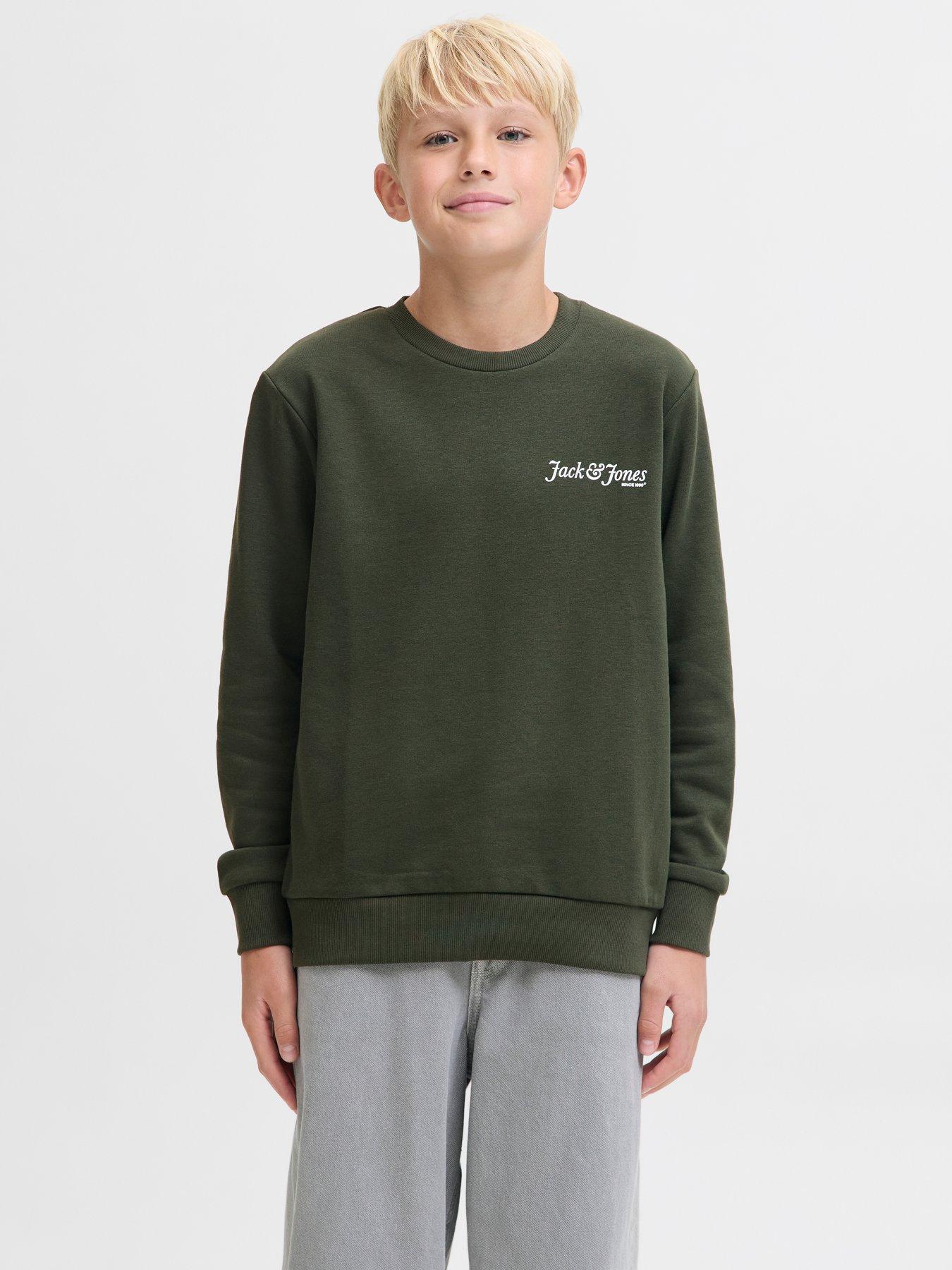 Jack & Jones Junior Boys Yuki Studio Back Print Sweat - Khaki