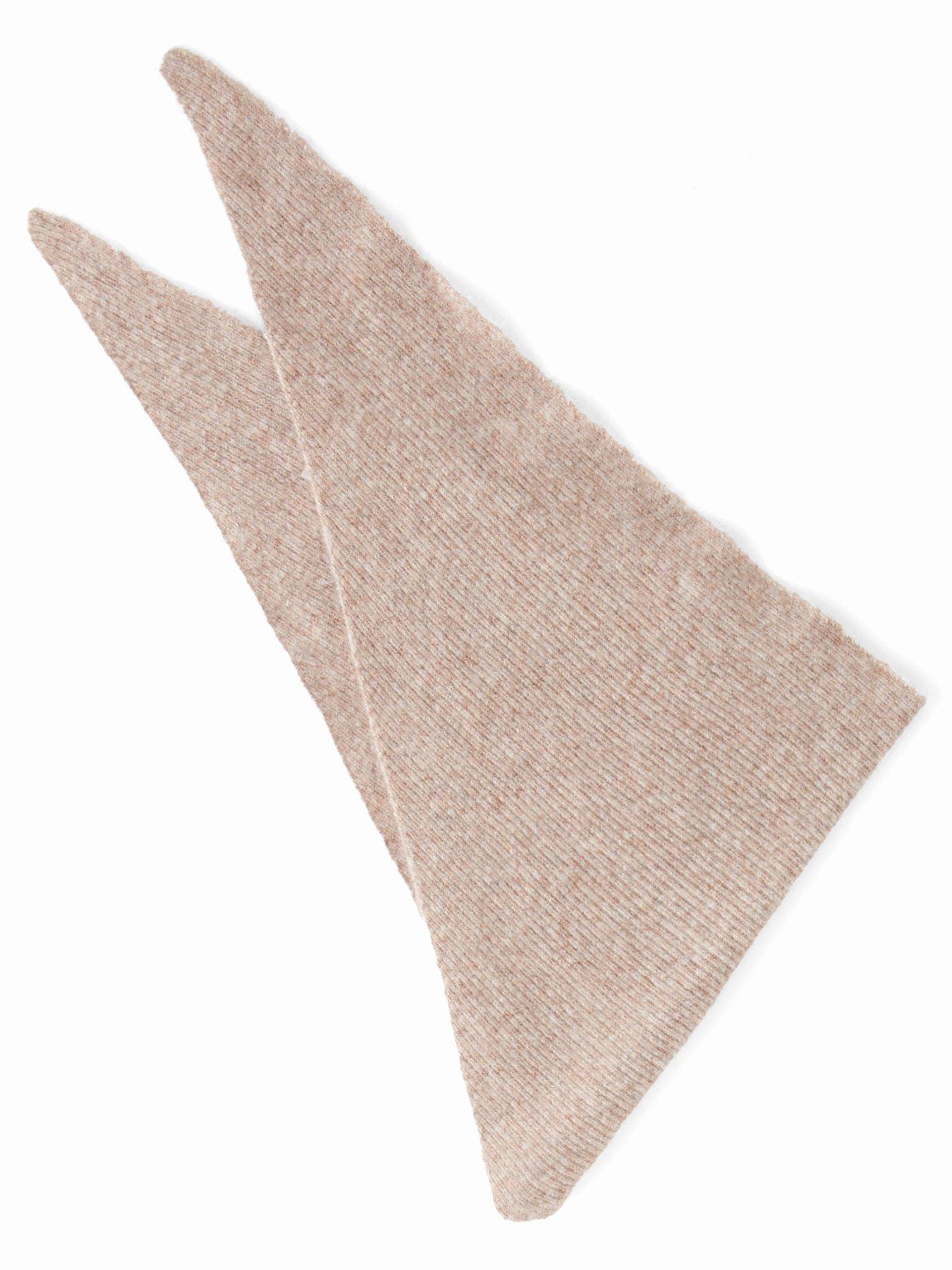 Image 2 of 3 of The Very Collection Knitted Ribbed Triangle Scarf With Wool - Beige