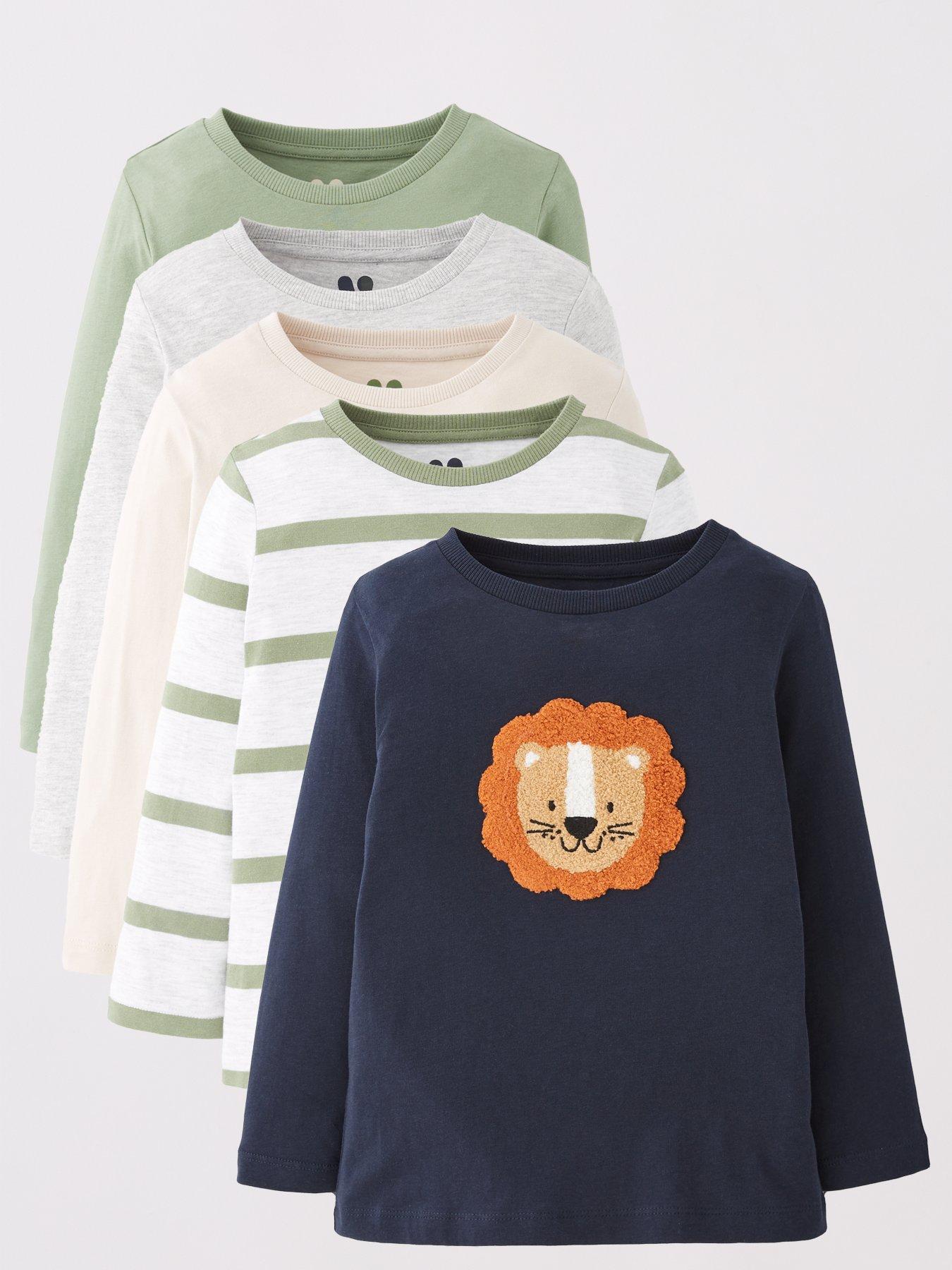 V by Very Boys Lion Character Long Sleeve 5 Pack T-shirts - Multi