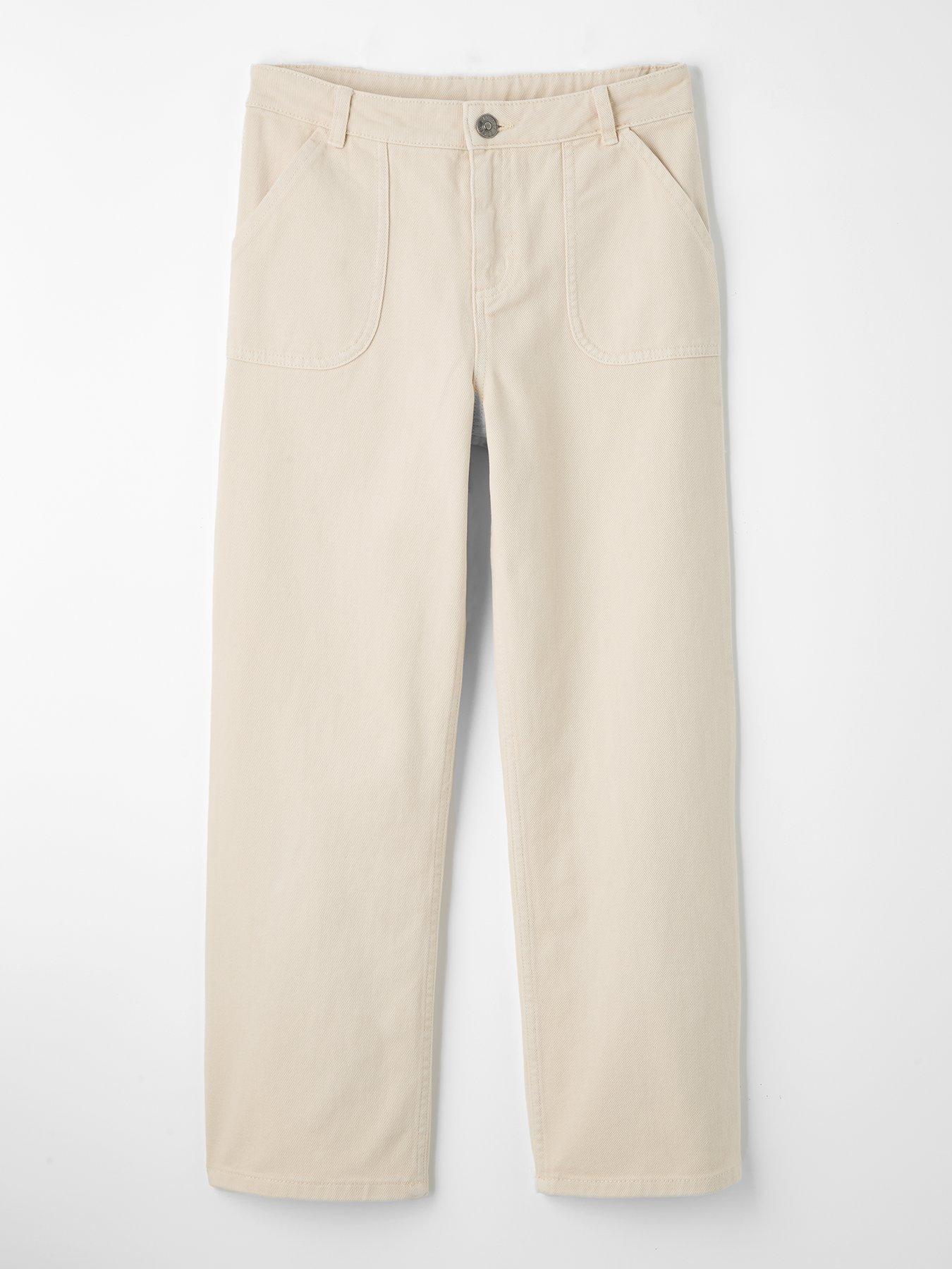 the-very-collection-girls-beige-twill-trousers-cream