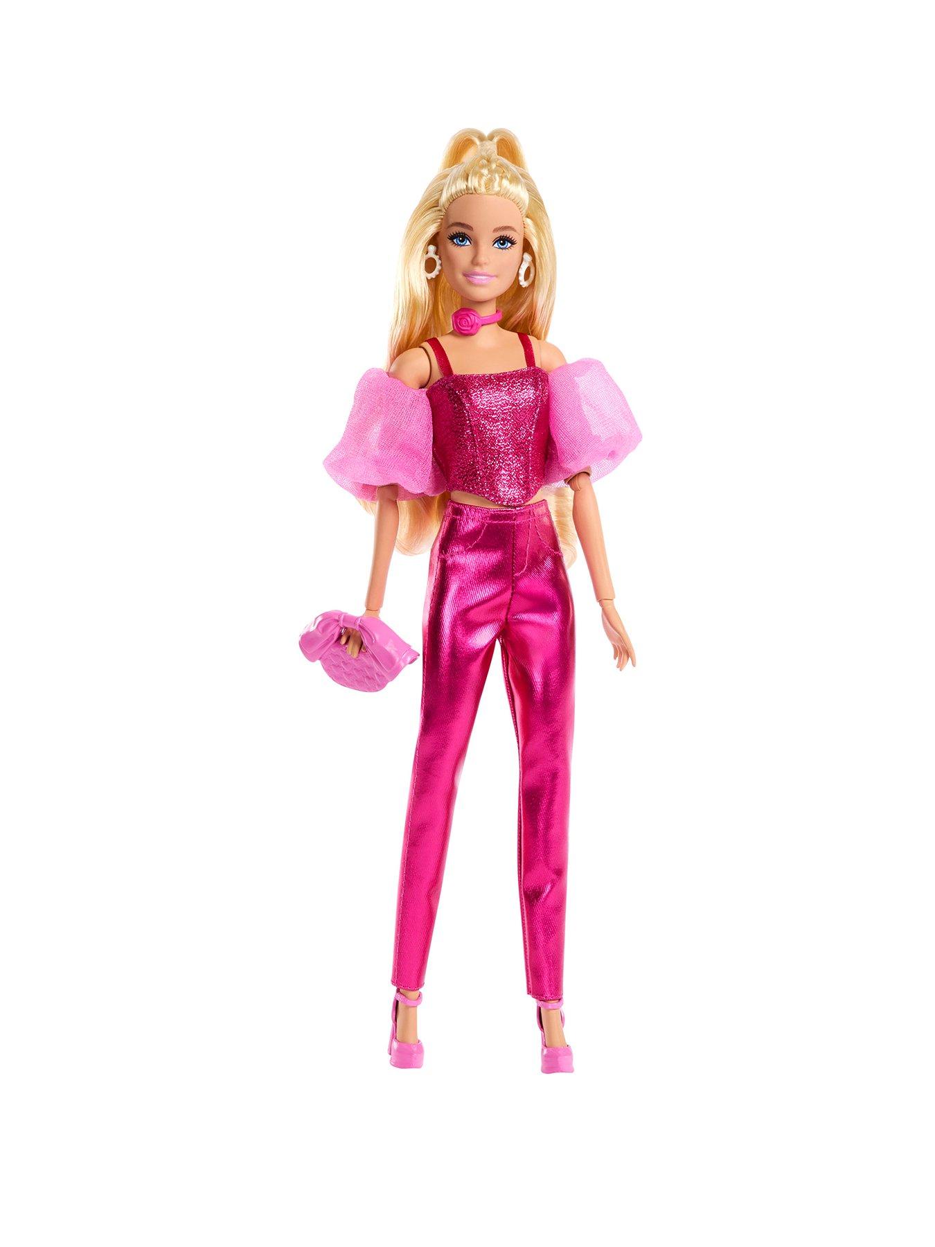 Barbie Deluxe Style Fashion Doll #5 in Metallic Pink Outfit with Corset Top and Accessories, Blonde