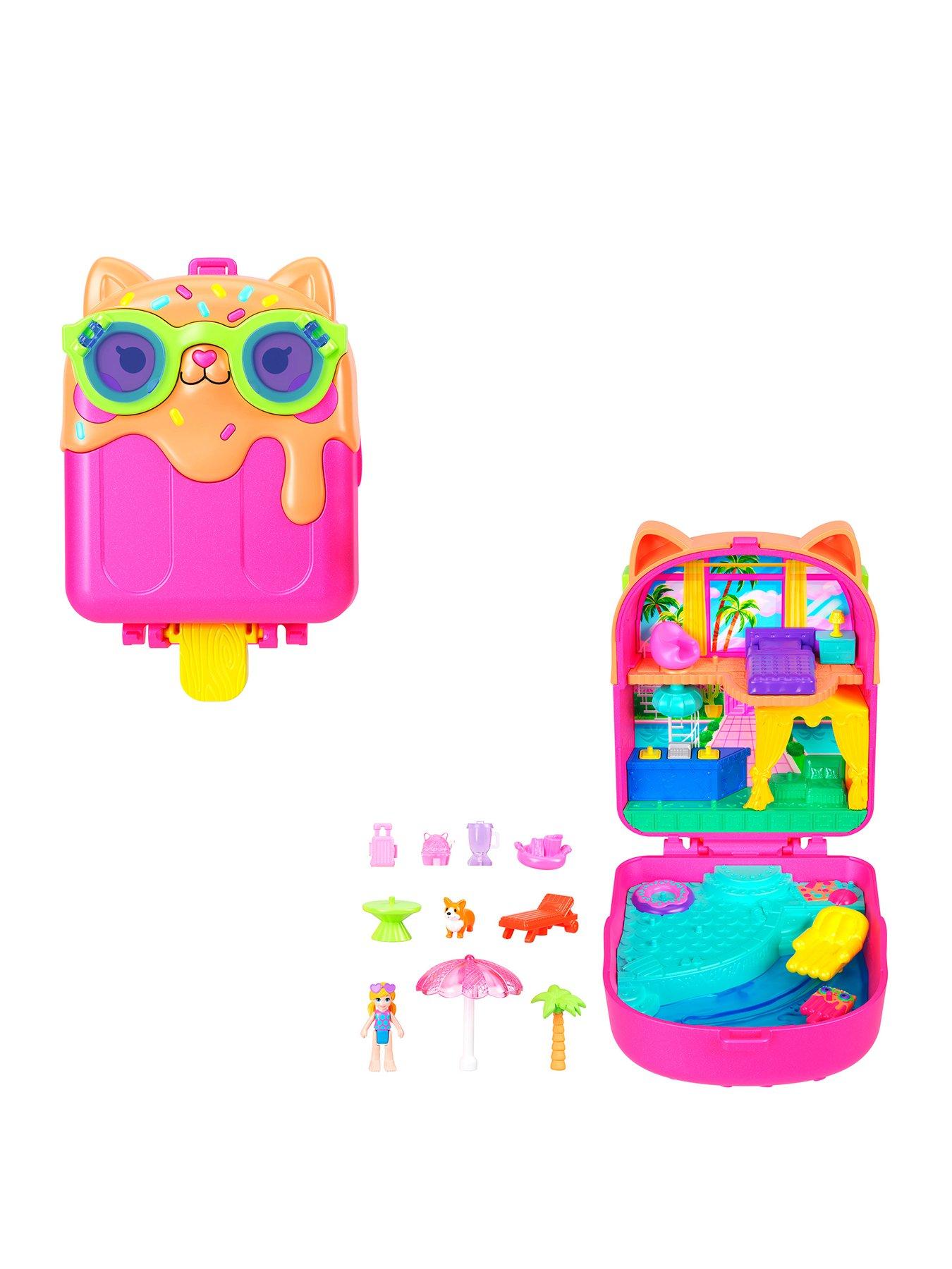 Image of Polly Pocket Polly Pocket Kitty Popsicle Resort Compact Playset with 1 Micro Doll and Pet Puppy, Travel Toy with Themed Accessories