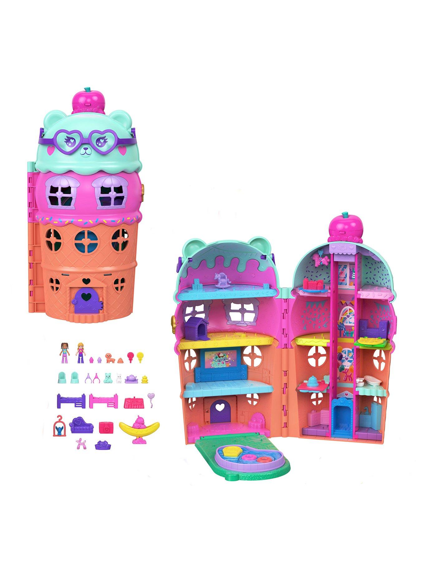 polly-pocket-polly-pocket-dolls-and-playset-gelato-house-with-elevator-ice-cream-theme-with-25-accessories-including-furniture-and-pets