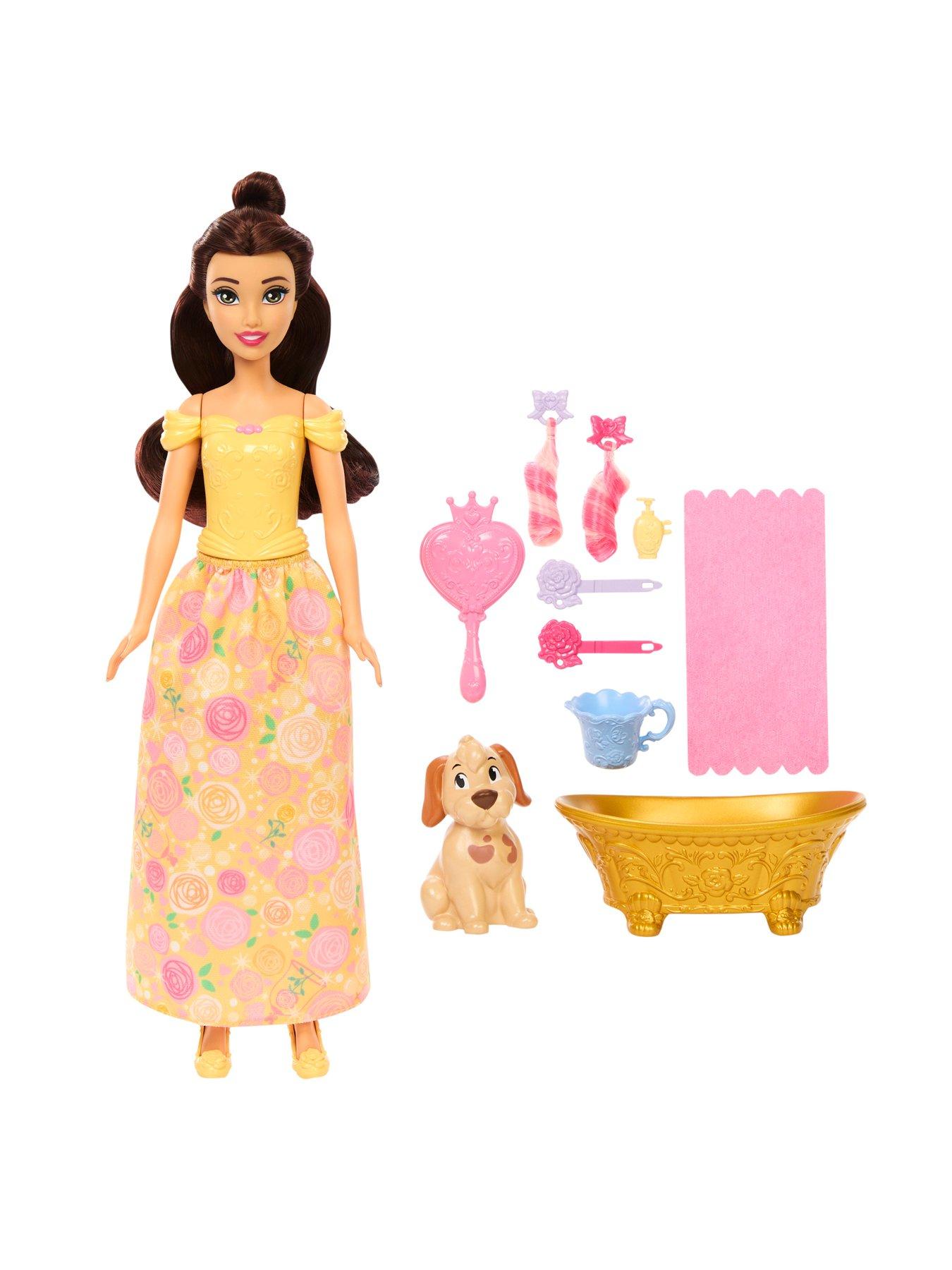 Image 2 of 6 of Disney Princess Disney Princess Bathe &amp; Brush Belle Fashion Doll &amp; Dog Figure with Color Change &amp; Accessories