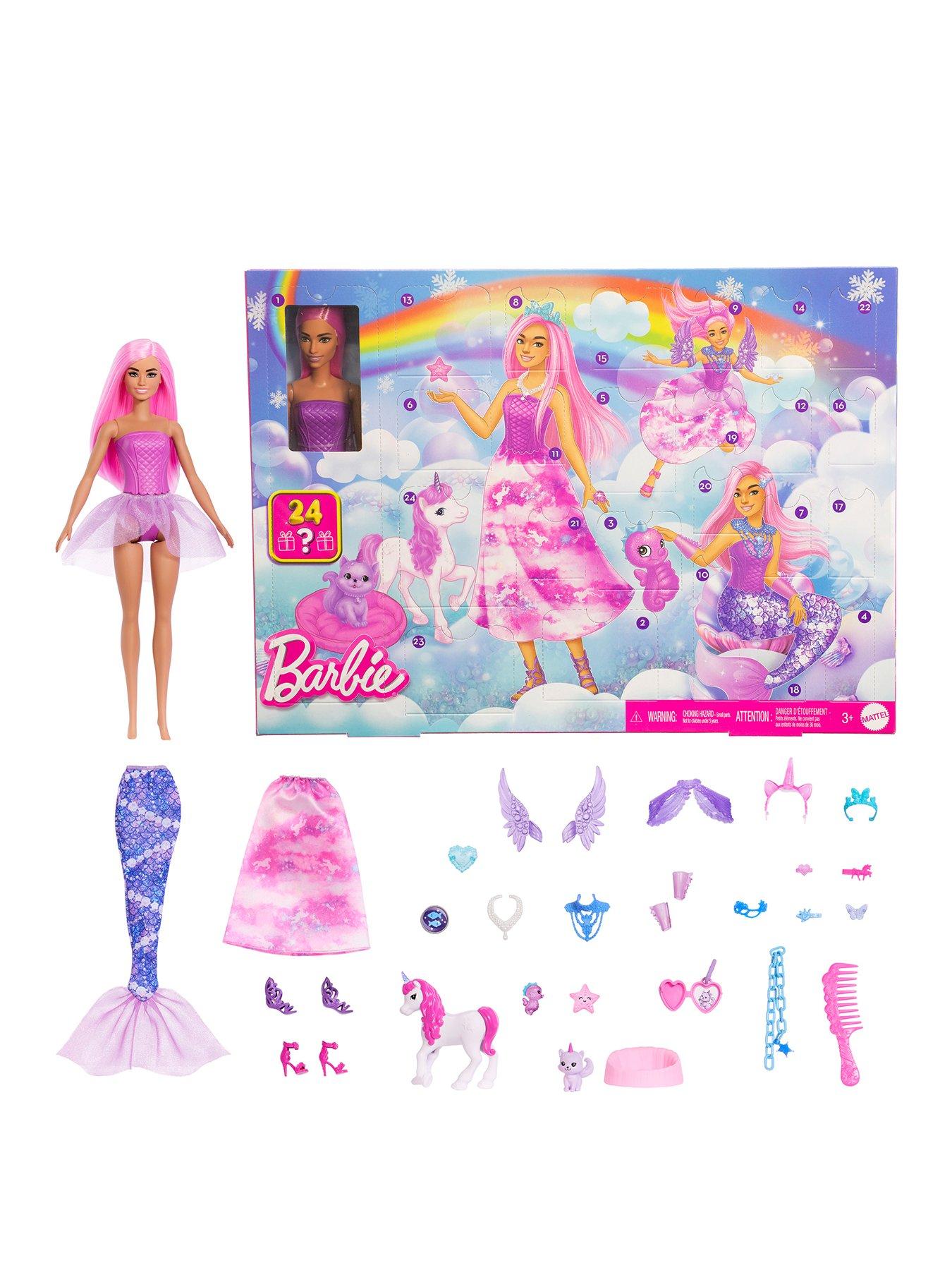 Barbie Advent Calendar with Fashion Doll  &  24 Surprise Toy Accessories Including Unicorn  &  Pets