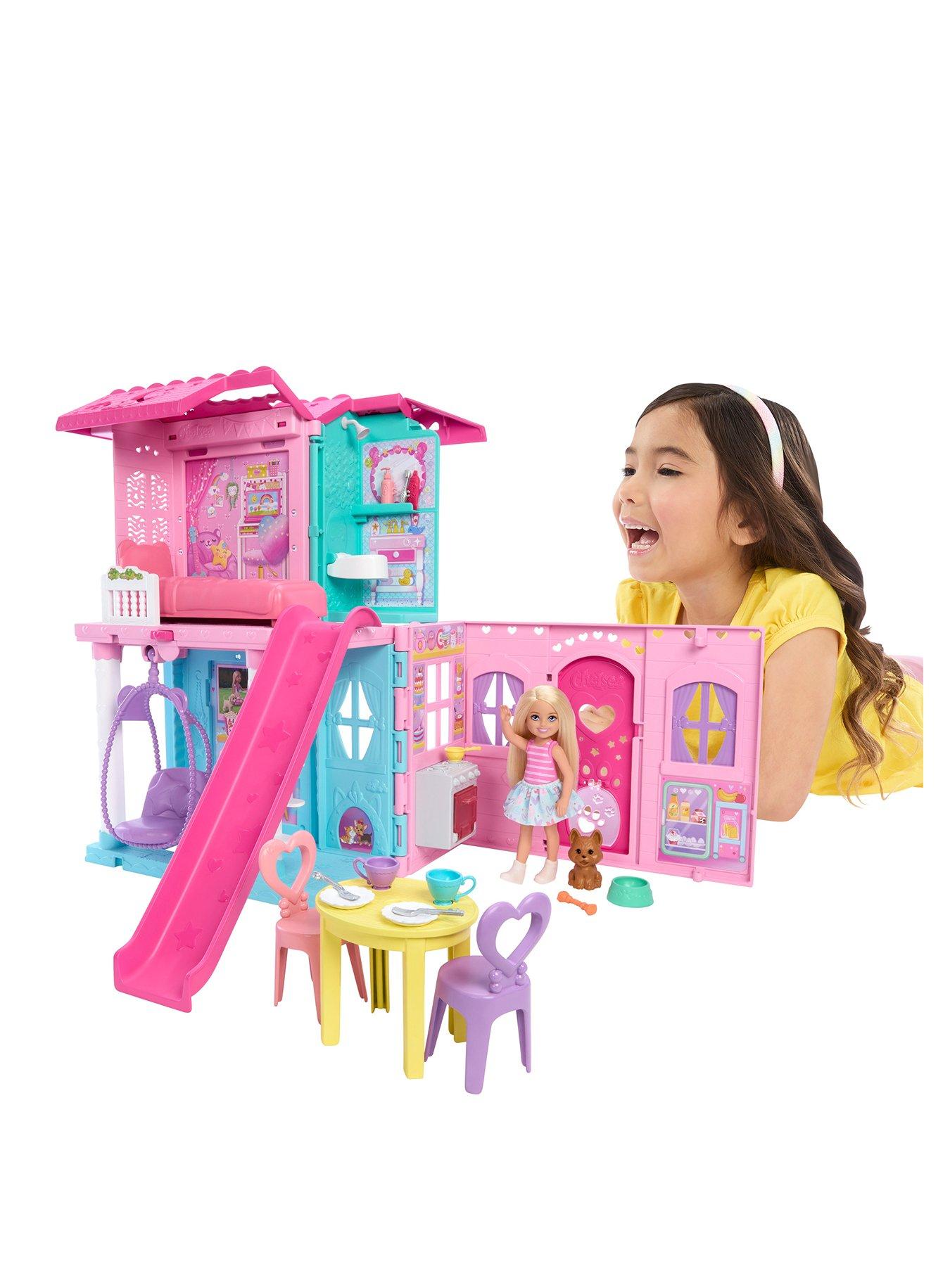 Image of Barbie Barbie Chelsea Pop-Up Doll House with Doll & 15+ Accessories, House Expands to 17+ x 13+ inches