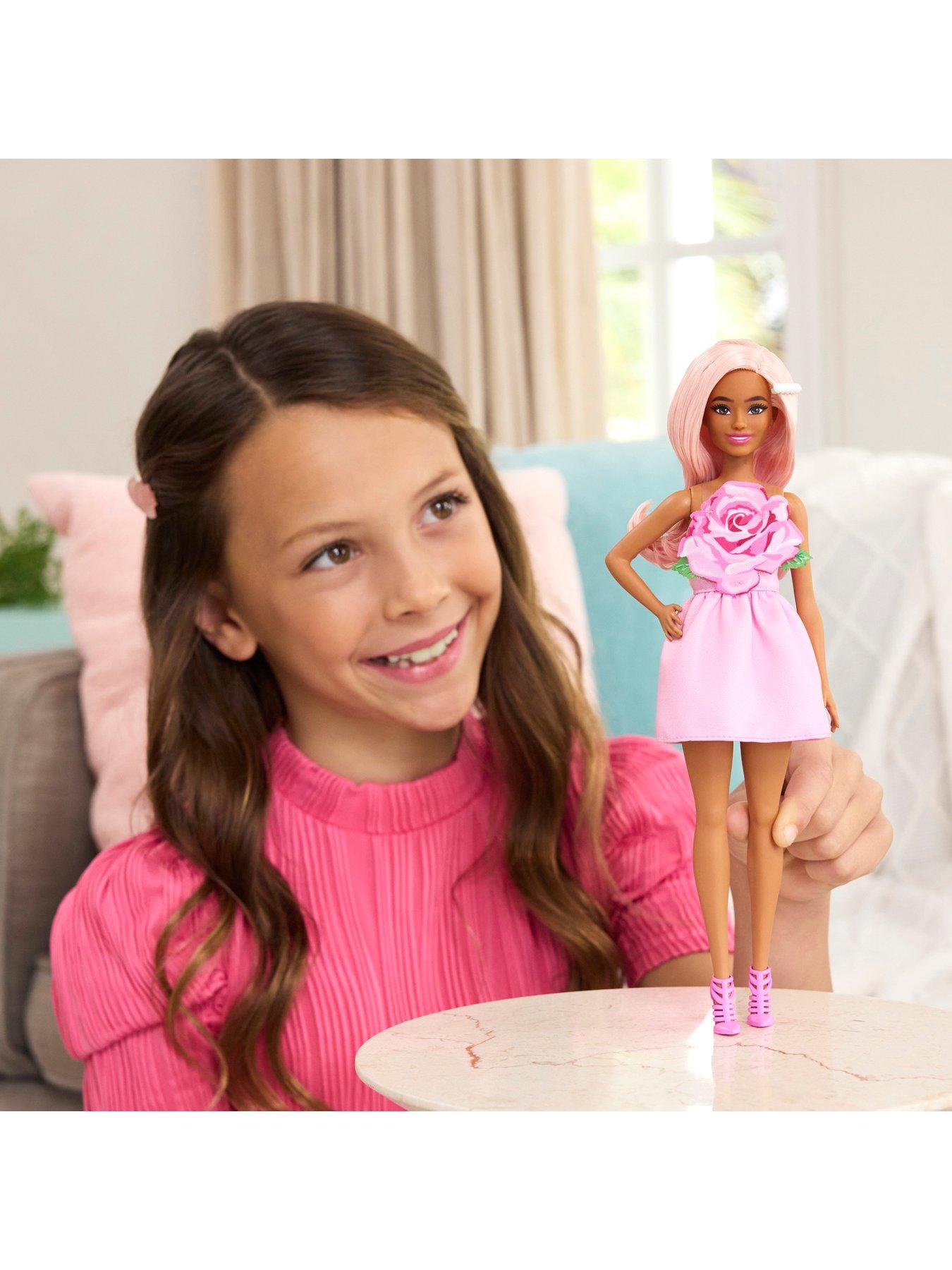 Barbie Fashionistas Doll #238 in Strapless Rose Dress, Pink Hair