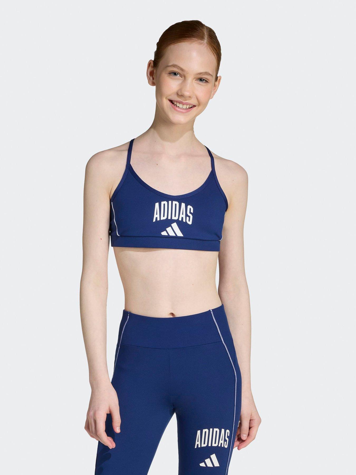 adidas Girls Junior Training Collegiate Sports Bra - Blue