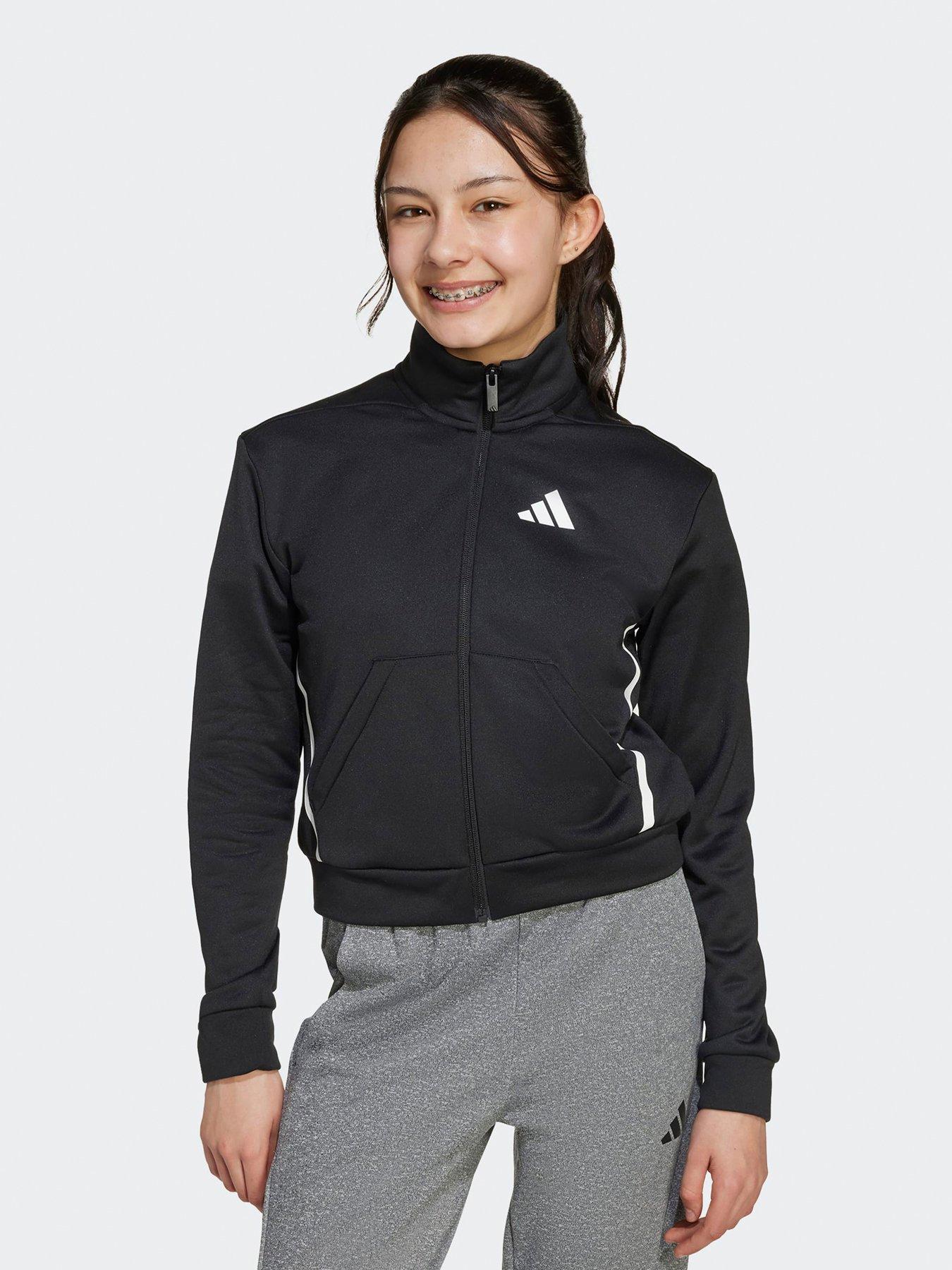 adidas-girls-junior-training-game-amp-go-full-zip-jacket-blackfront