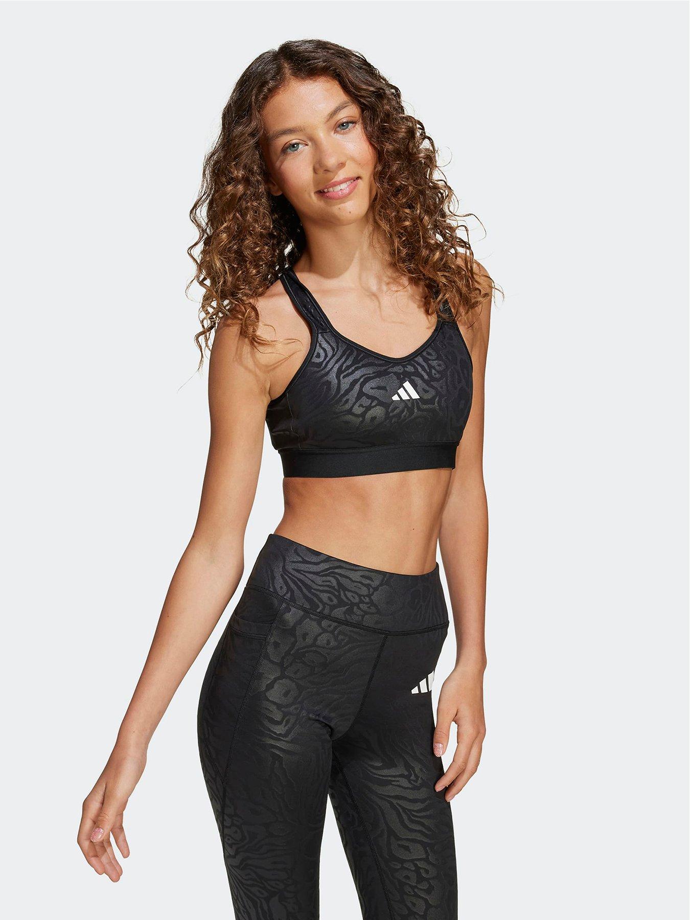 adidas Girls Junior Training Print Sports Bra - Black
