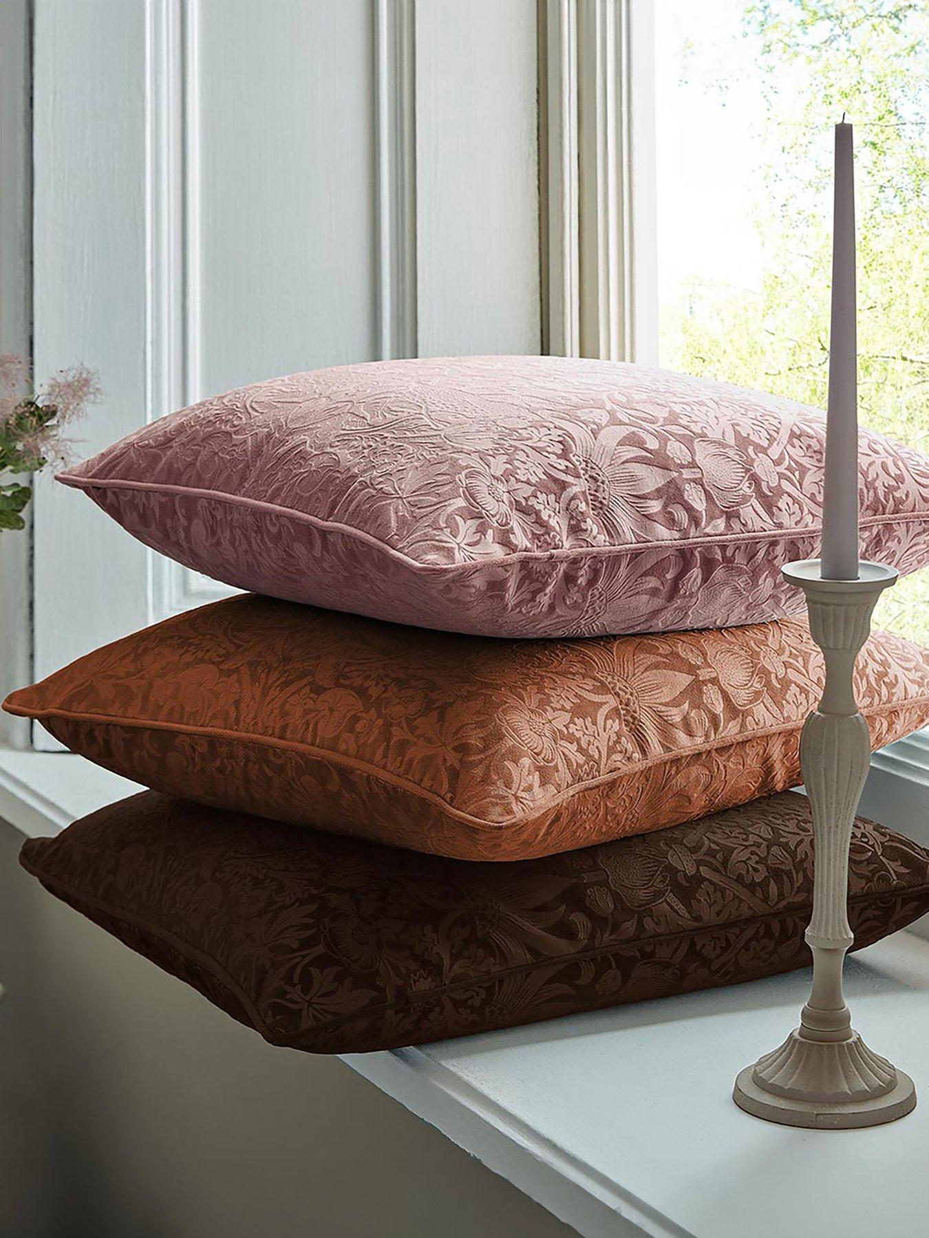undefined Strawberry Thief Embossed Cushion in Saffron
