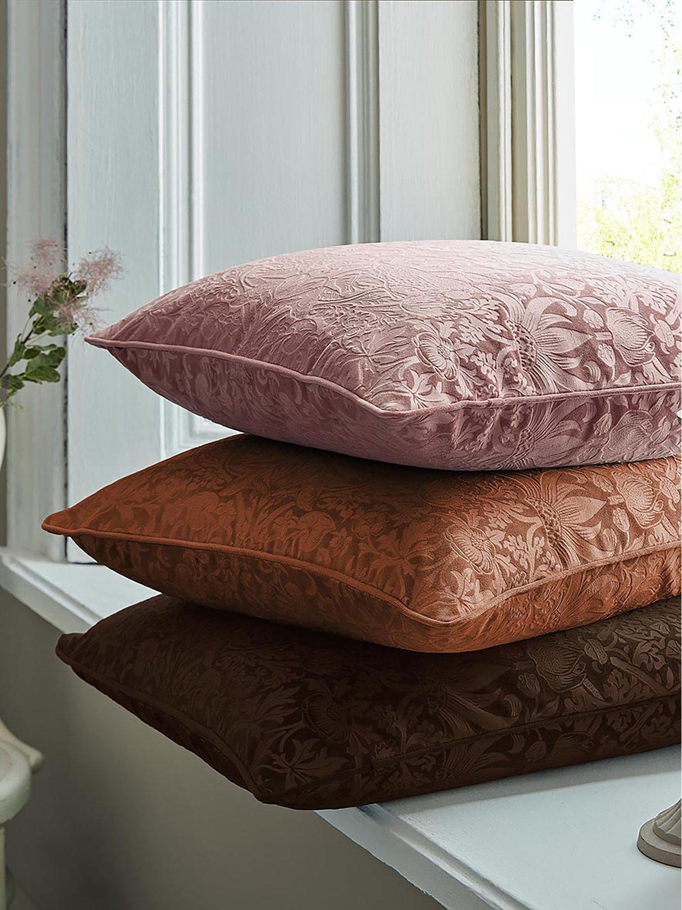 undefined Strawberry Thief Embossed Cushion in Tearose