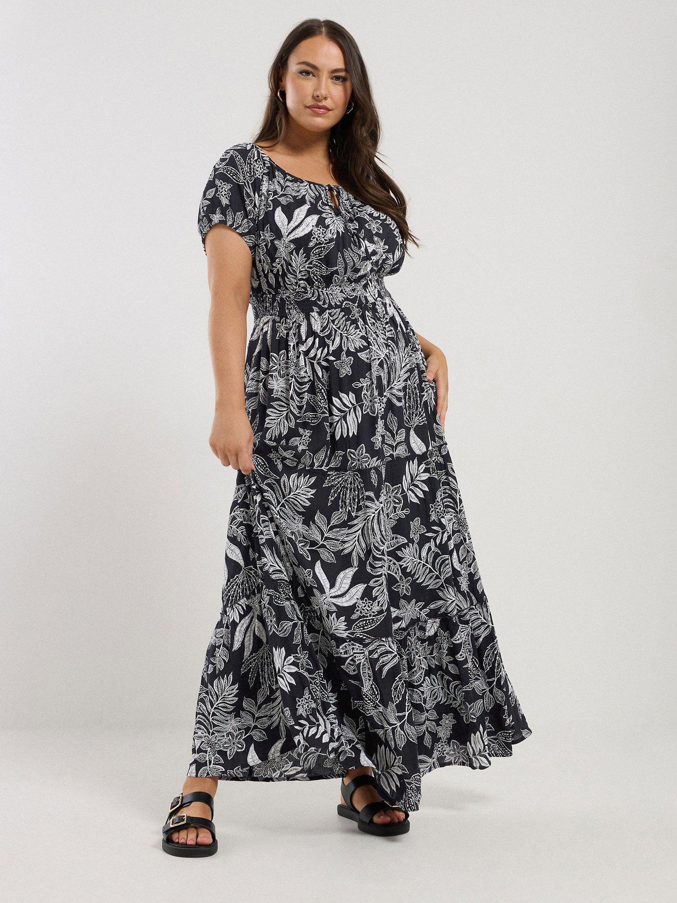 Image of Yours Curve Gypsy Bardot Maxi Dress - Blue
