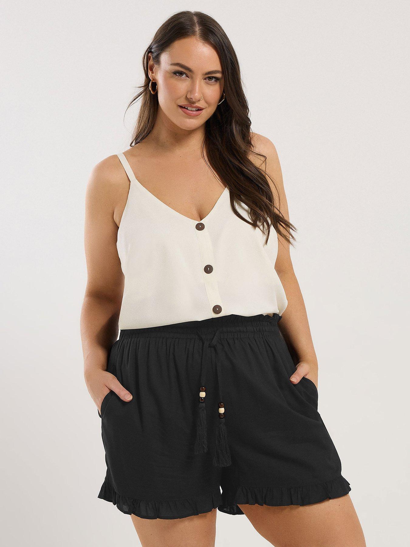 Image of Yours Curve Beaded Frill Short - Black