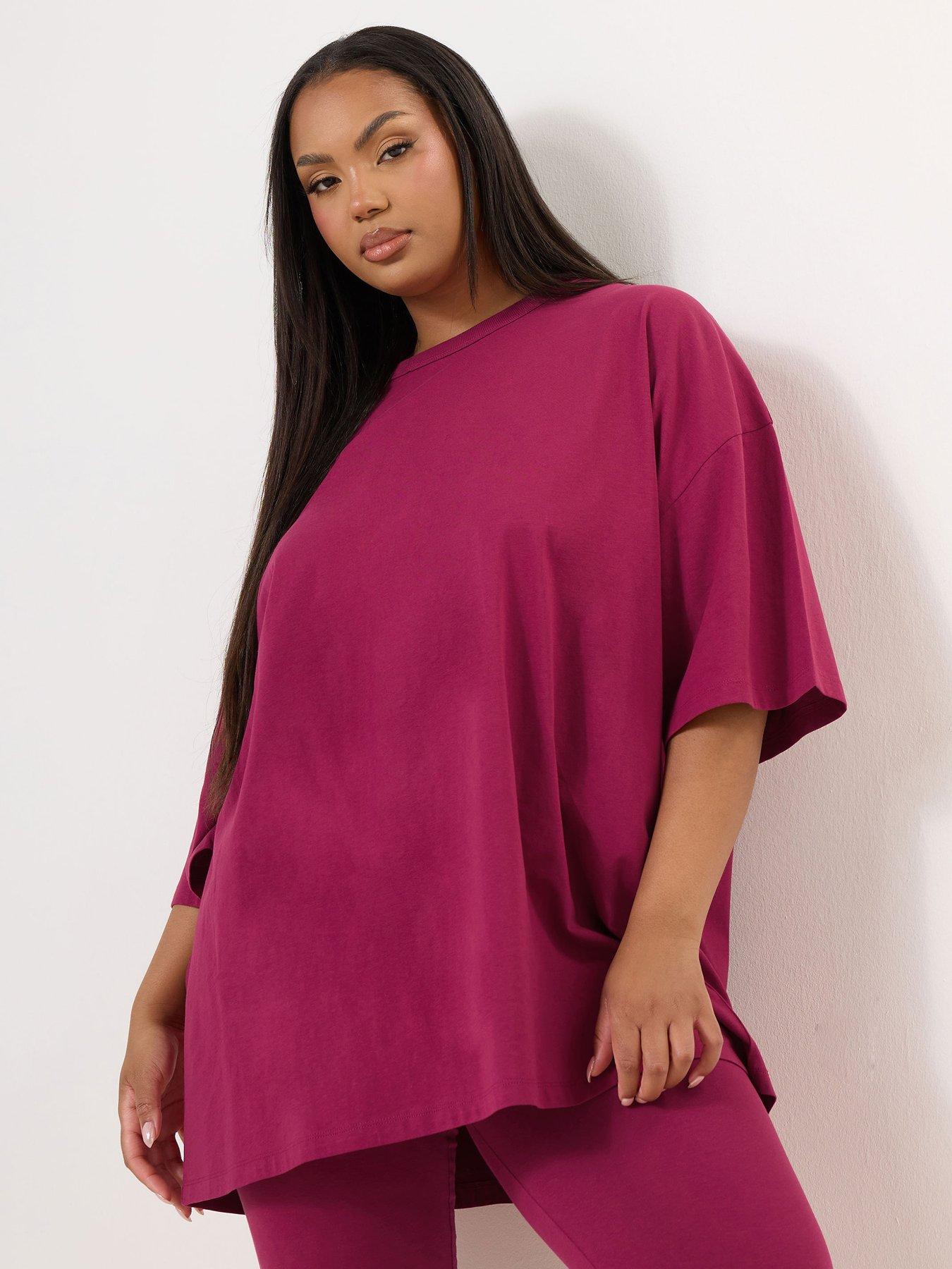 Image of Yours Curve Relaxed Longline T-Shirt - Pink