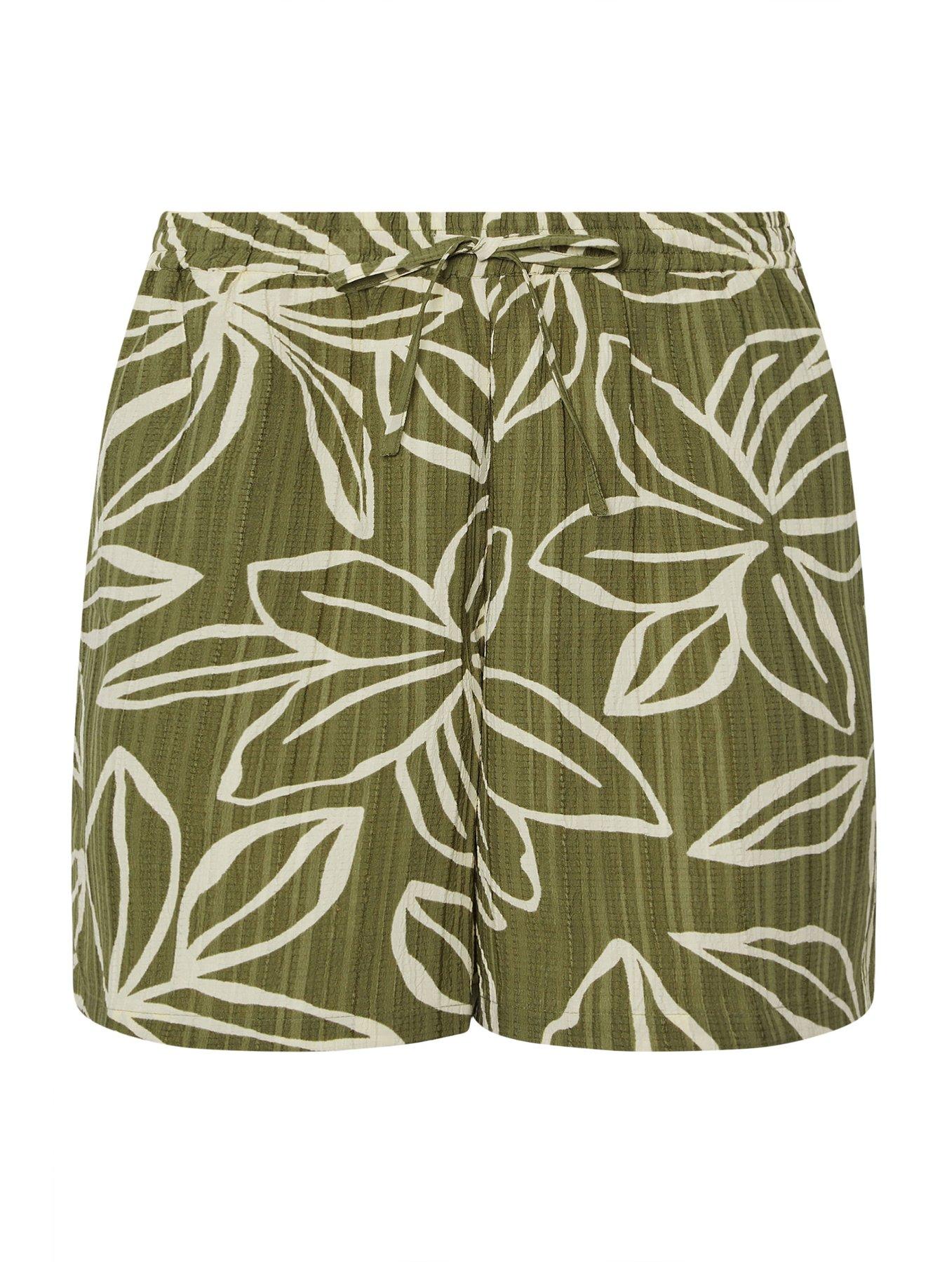 Image 5 of 5 of Yours Curve Textured Drawstring Short - Green