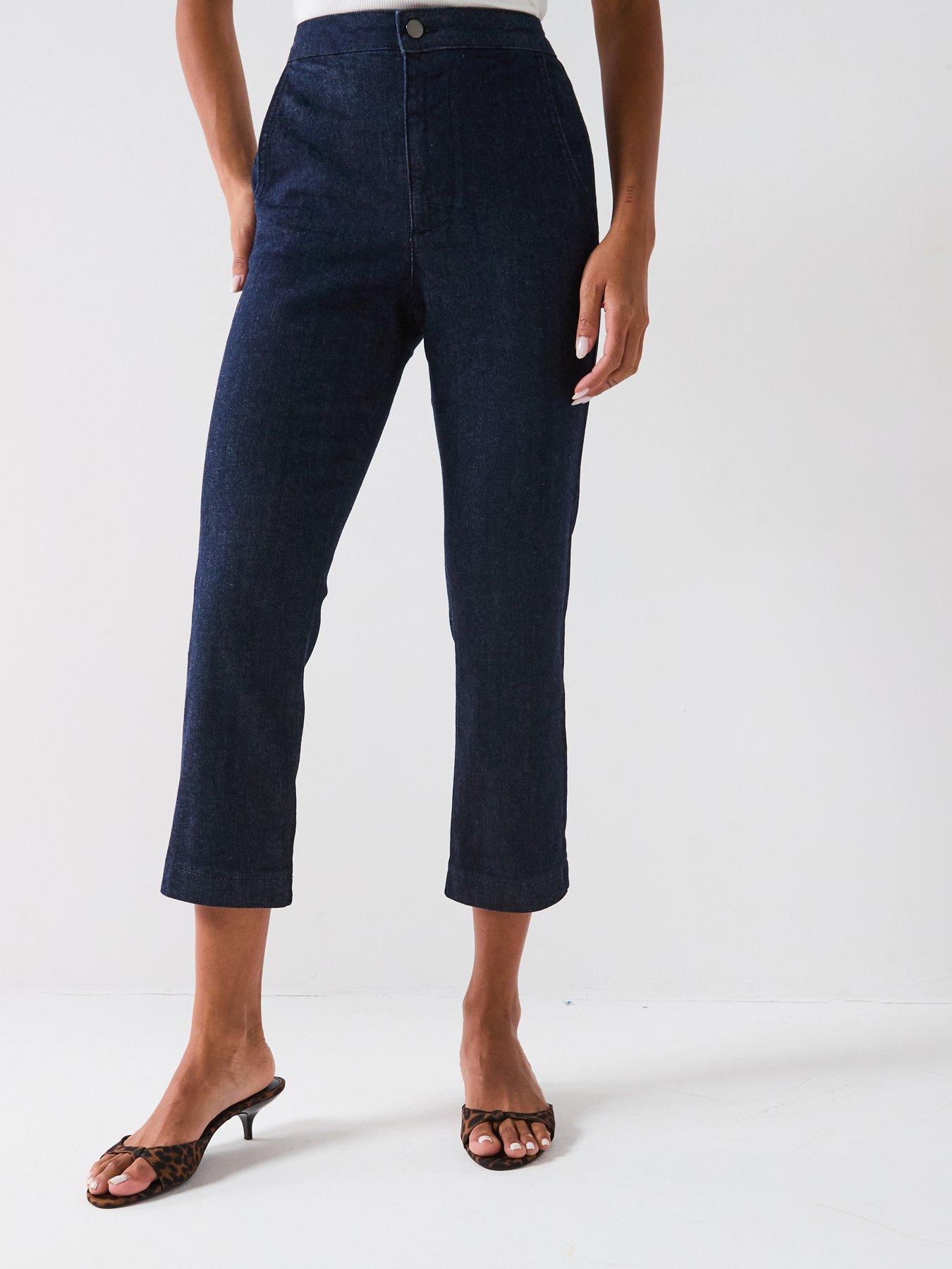 Image 1 of 6 of The Very Collection Fitted Capri Jeans - Dark Wash