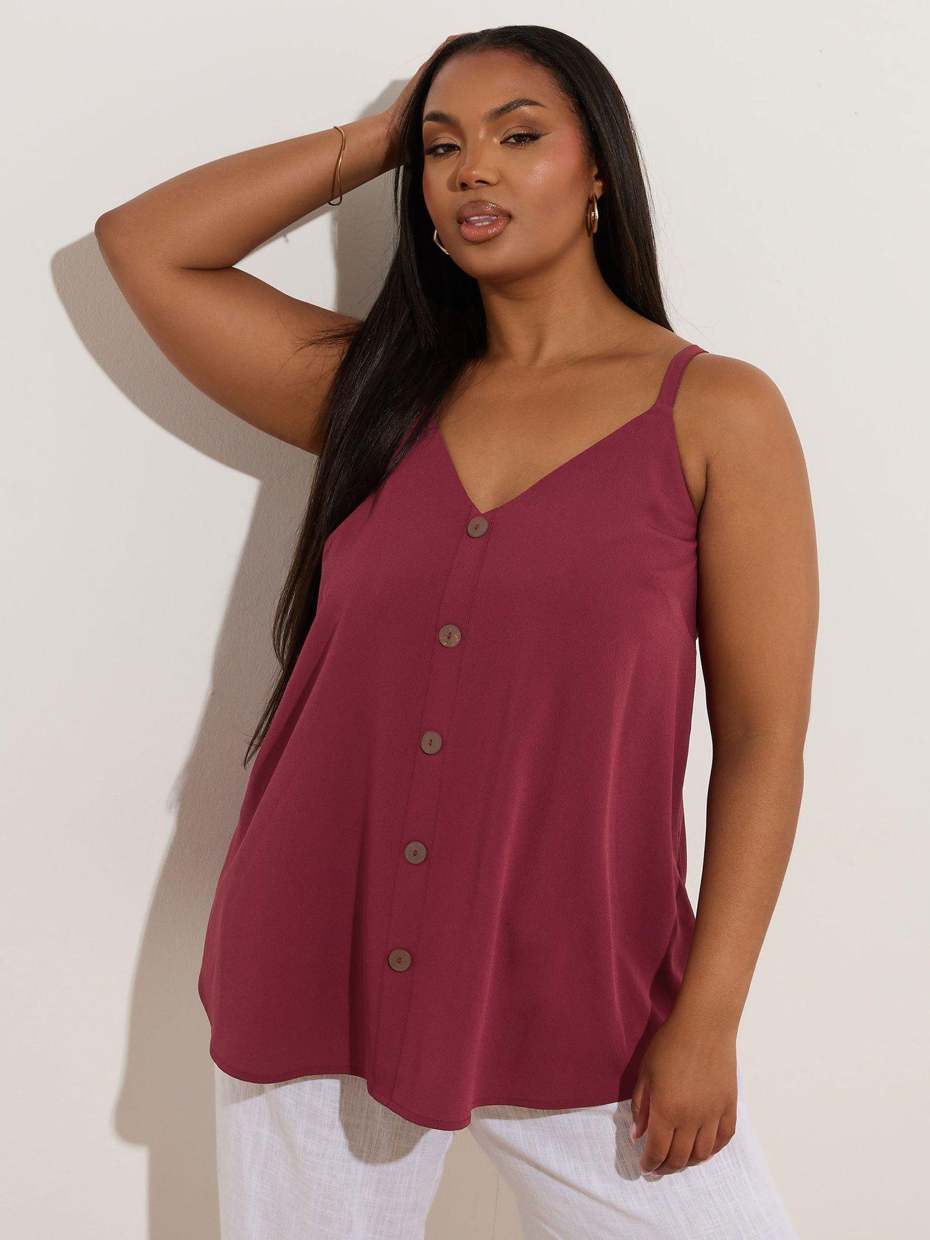 yours-curve-button-woven-cami-red