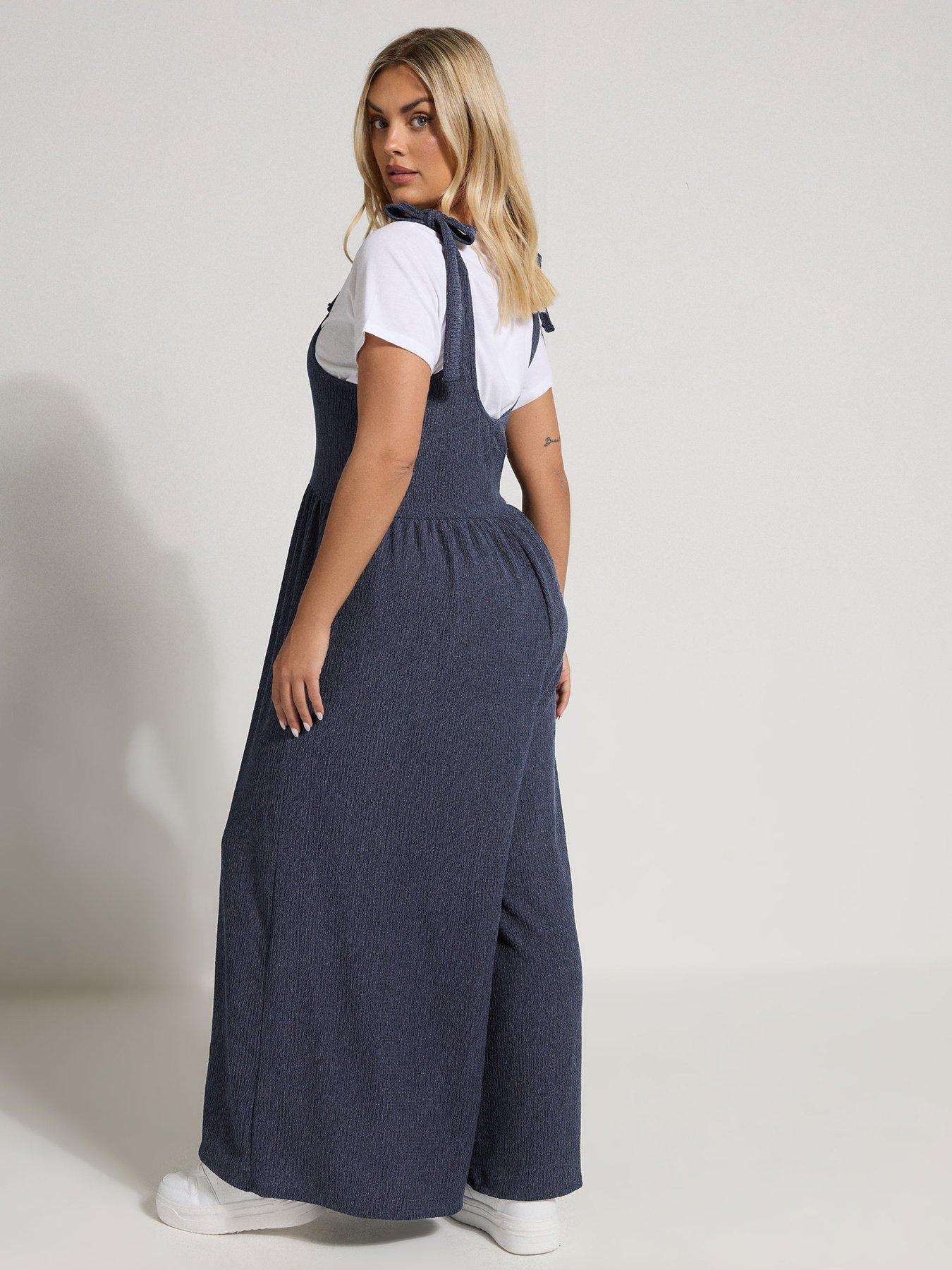 Image 2 of 4 of Yours Curve Worn Texture Jumpsuit - Blue