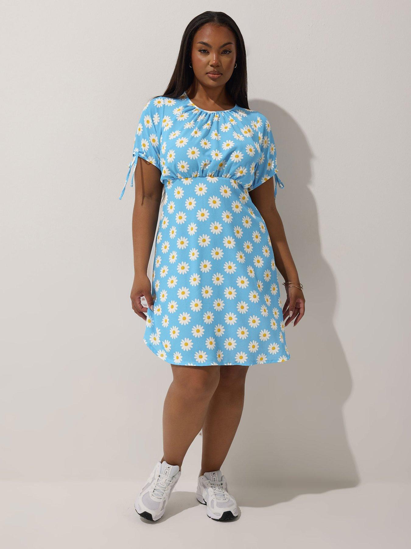 Image of Yours Curve Daisy Mini Dress - Blue
