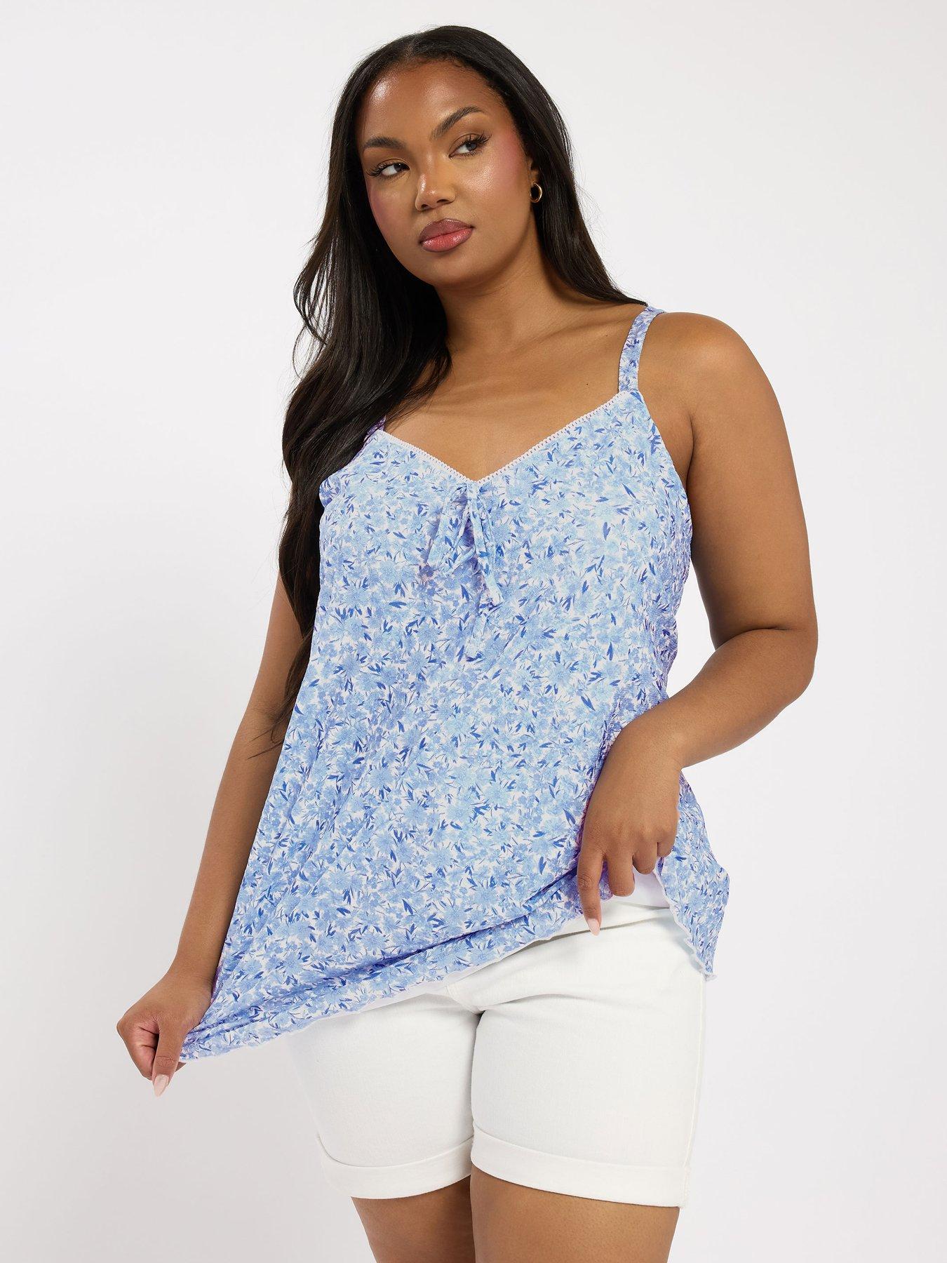 Image 3 of 4 of Yours Curve Lace Cami - Blue