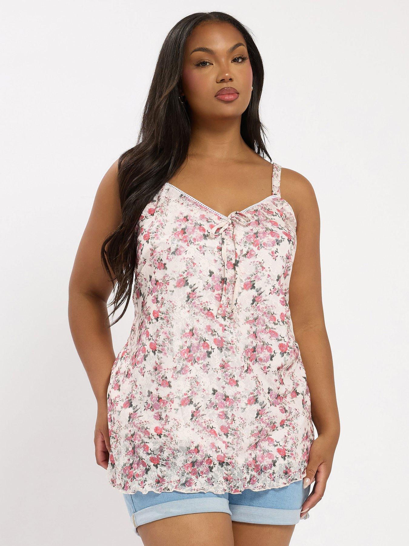Yours Curve Lace Cami - Pink