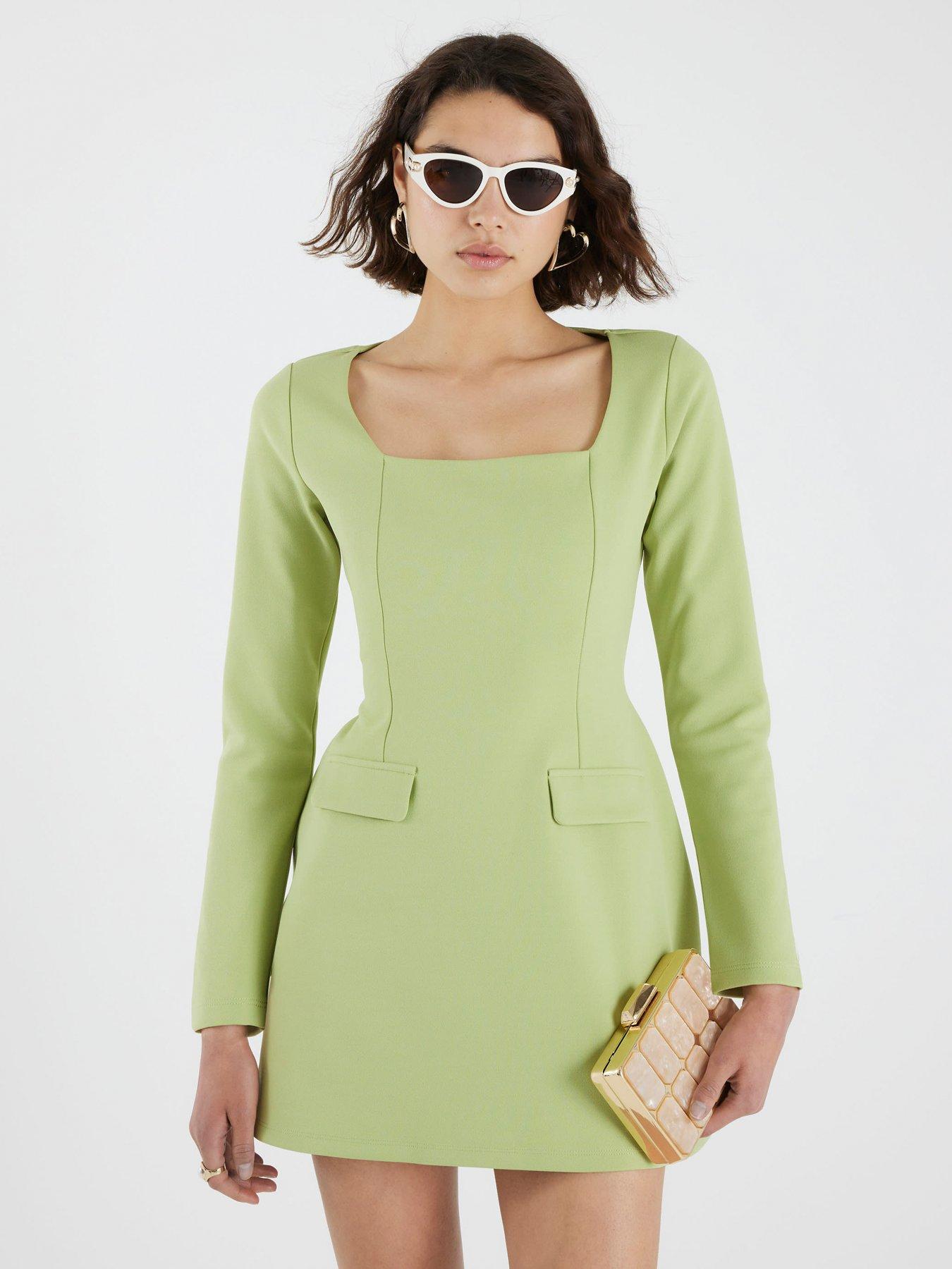river-island-square-neck-mini-dress-greenfront