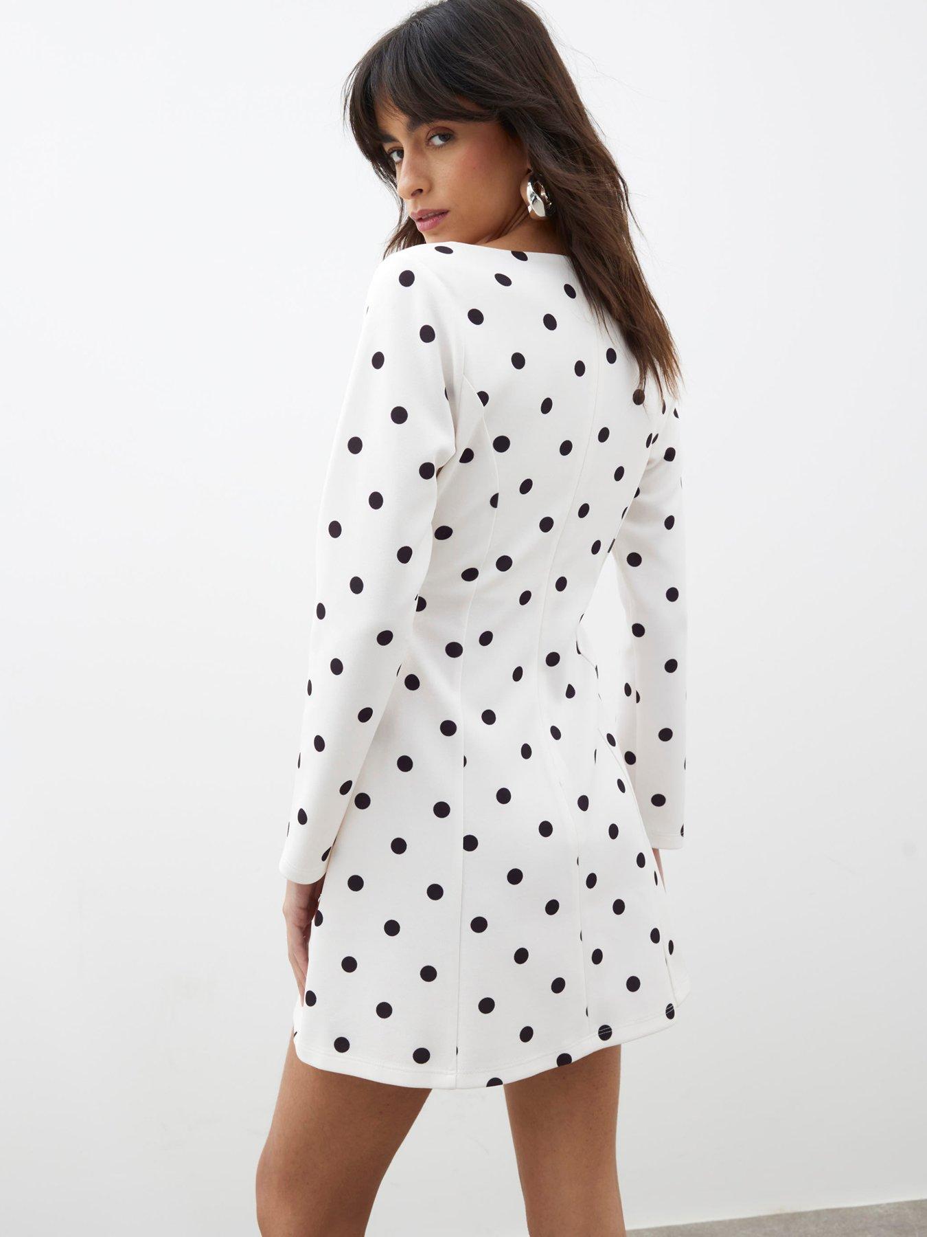 Image 2 of 4 of River Island Square Neck Mini Dress - Cream