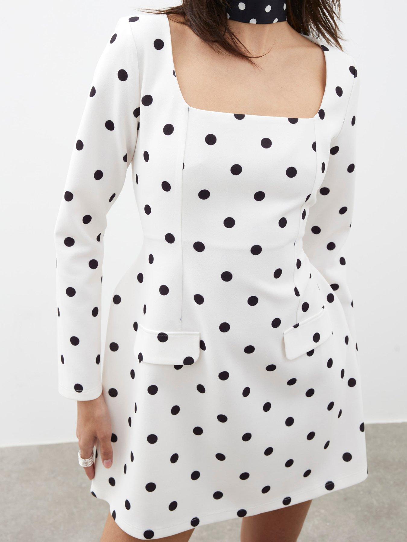 Image 4 of 4 of River Island Square Neck Mini Dress - Cream
