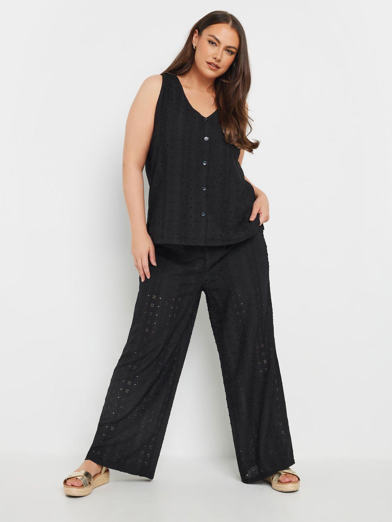 Image 3 of 4 of Yours Curve Broderie Anglaise Waistcoat - Black