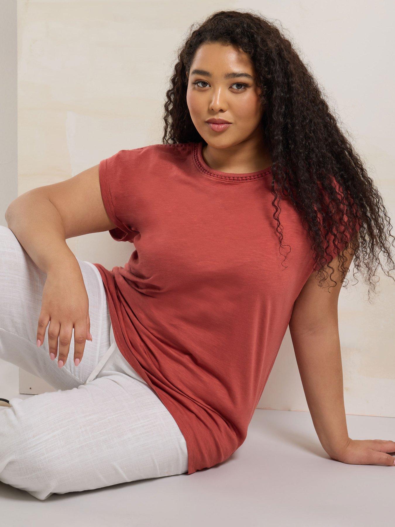 Image 4 of 5 of Yours Curve Pompom Insert Yolk Top - Orange