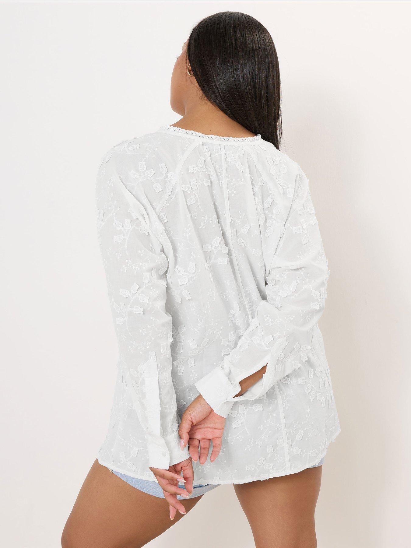yours-curve-3d-floral-tie-blouse-whitestillFront