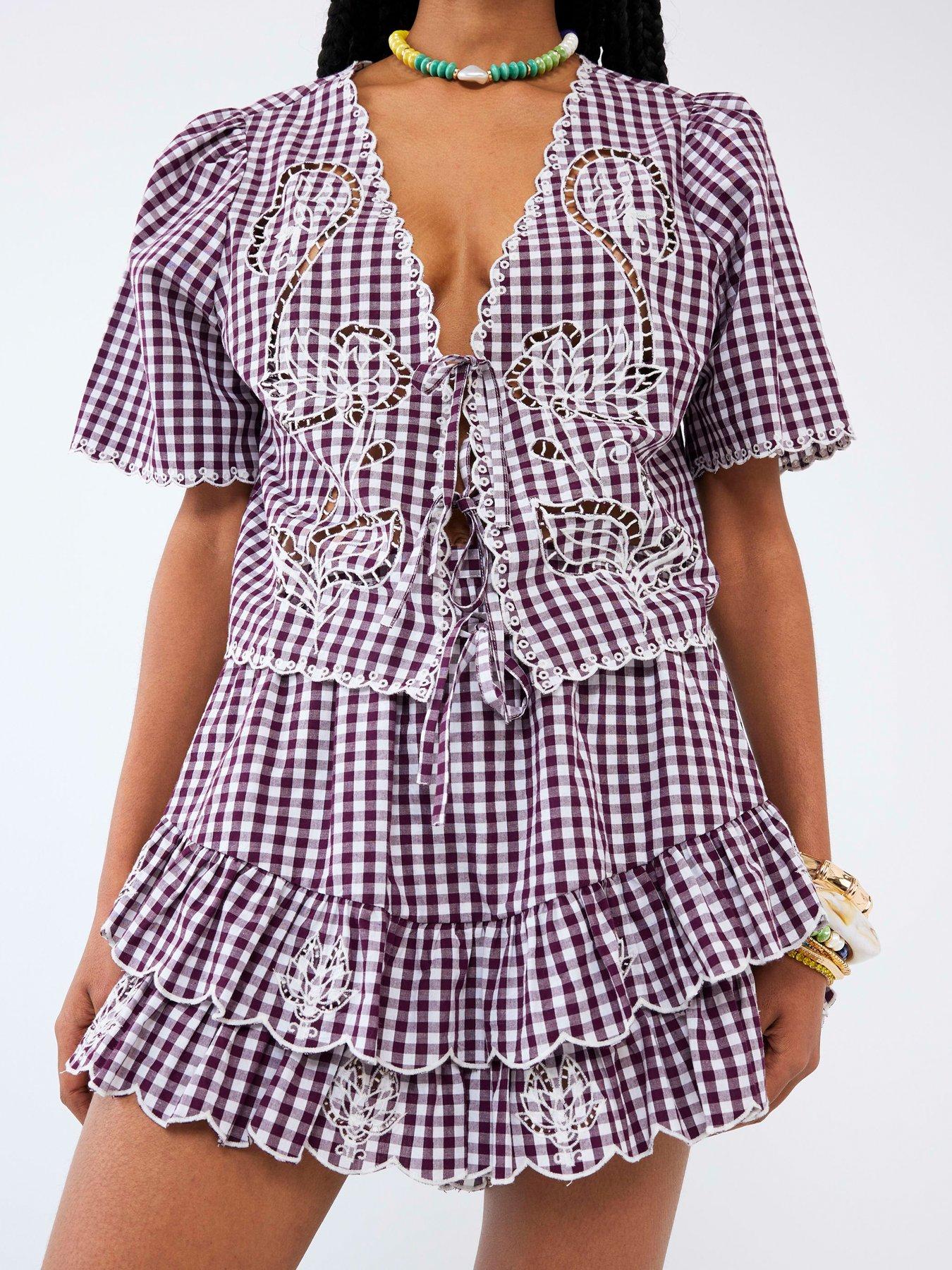 River Island Gingham Skort - Red