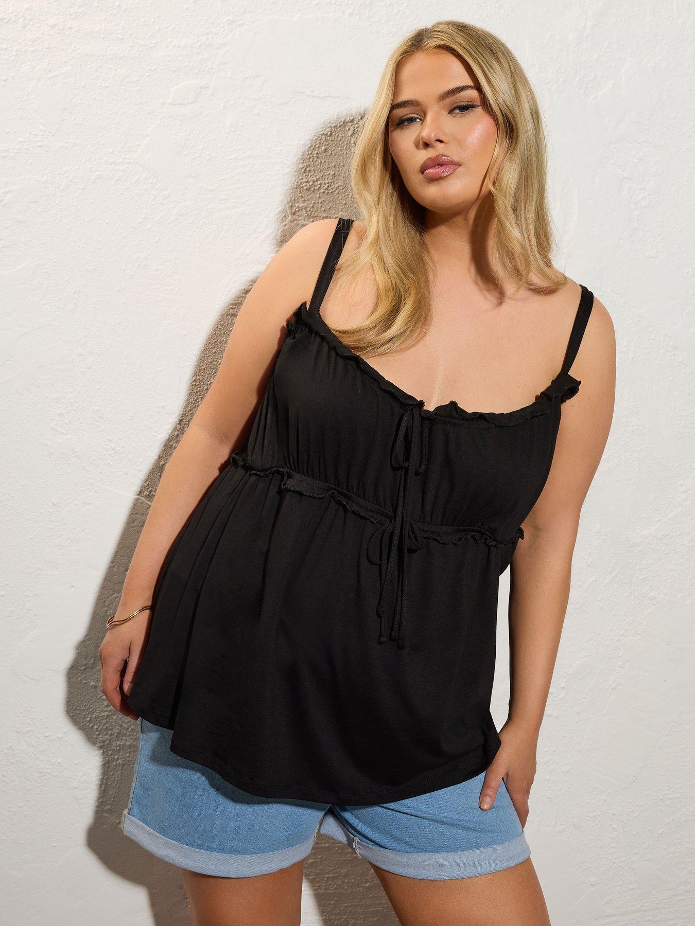 Image of Yours Curve Boho Cami Vest Top - Black