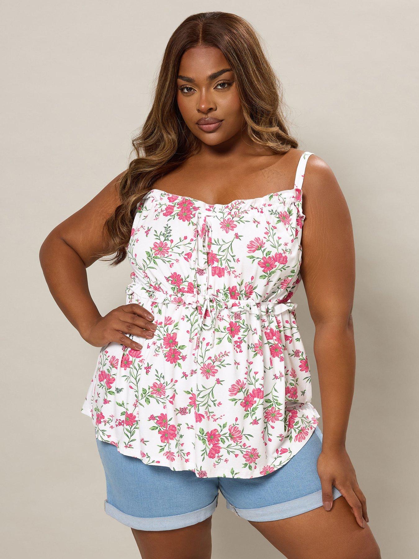 Image of Yours Curve Boho Cami Vest Top - White